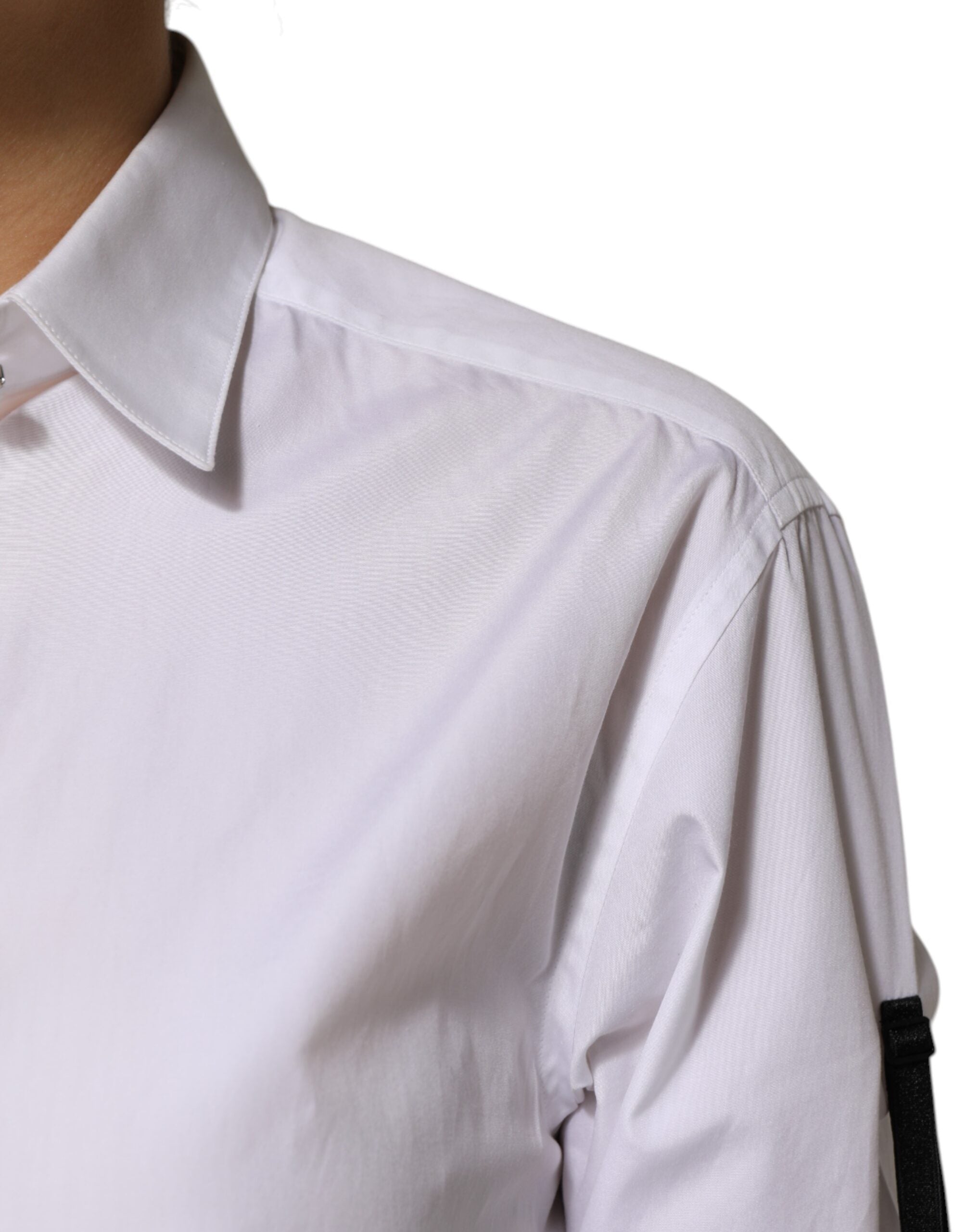 Dolce & Gabbana White Crystal Embellished Collared Shirt Women's Top (Pre-Owned)