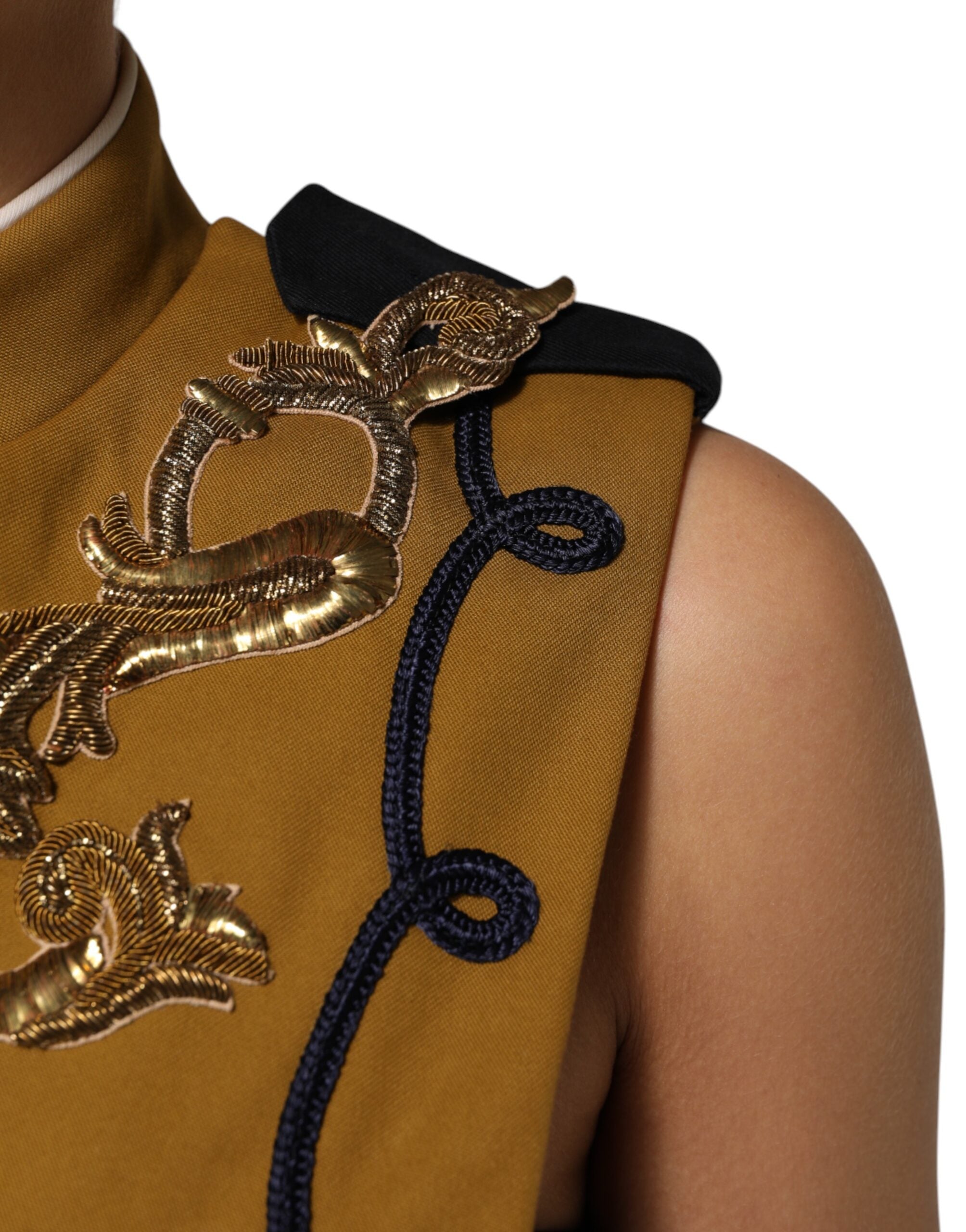 Dolce & Gabbana Yellow Crystal Cross Runway Vest Jacket Women's Top (Pre-Owned)