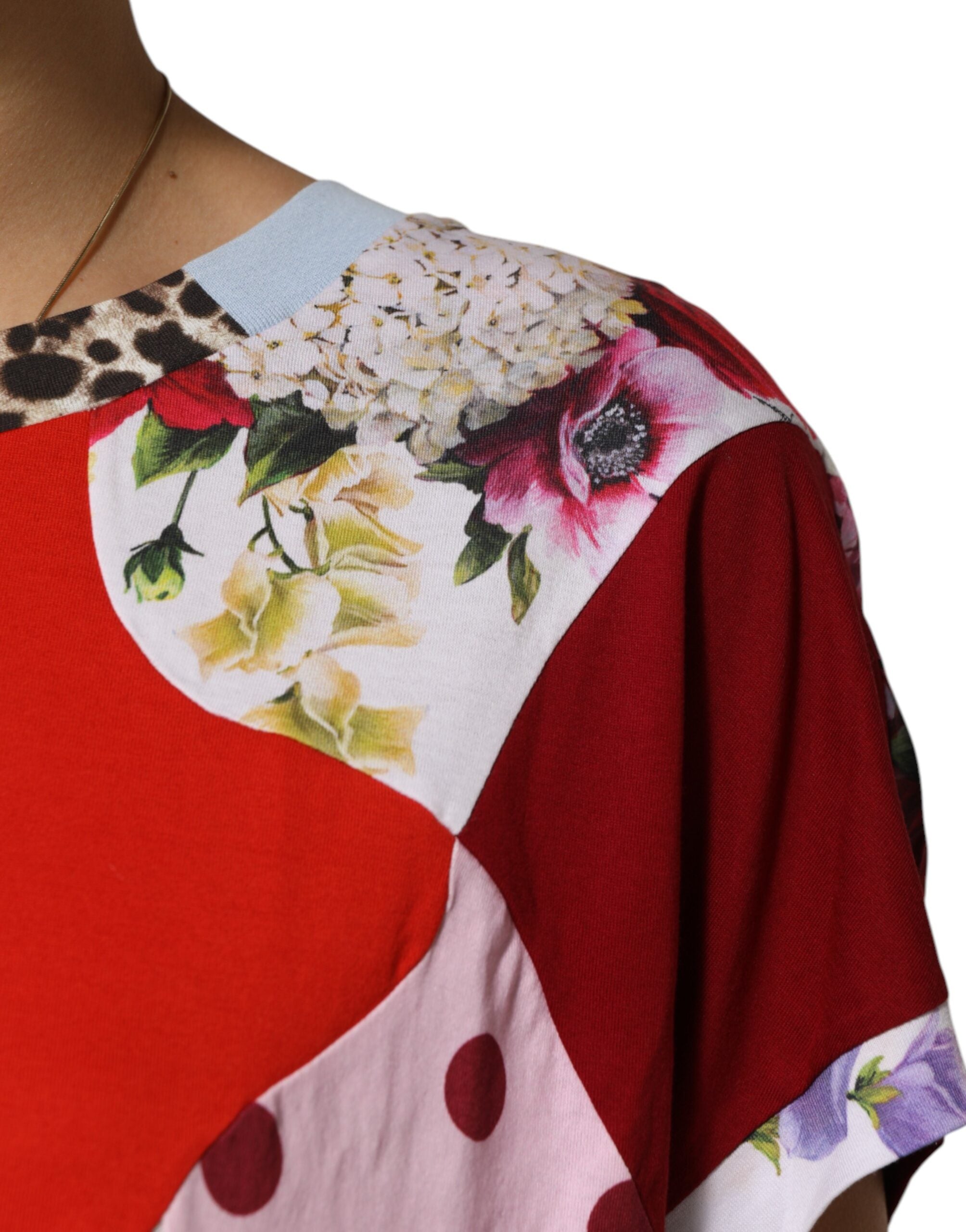 Dolce & Gabbana Multicolor Patchwork Cotton Silk Blouse Women's Top