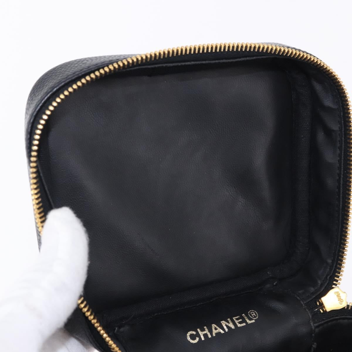 Chanel Vintage Timeless Vanity Case Caviar Black Calfskin Handbag (Pre-Owned)