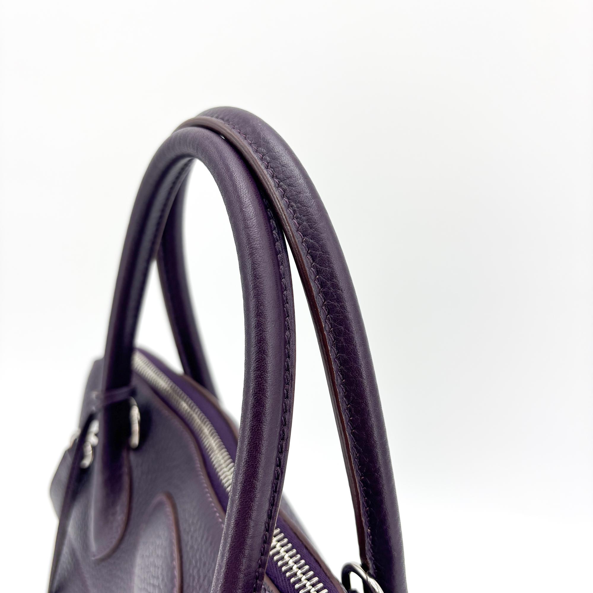 Hermes Bolide Clemence Purple Leather Handbag (Pre-Owned)