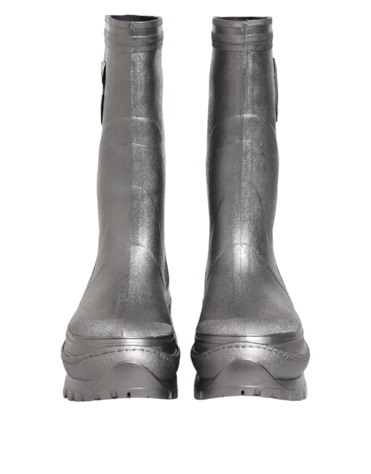 Dolce & Gabbana Metallic Silver Pull On Rain Boots Men's Shoes