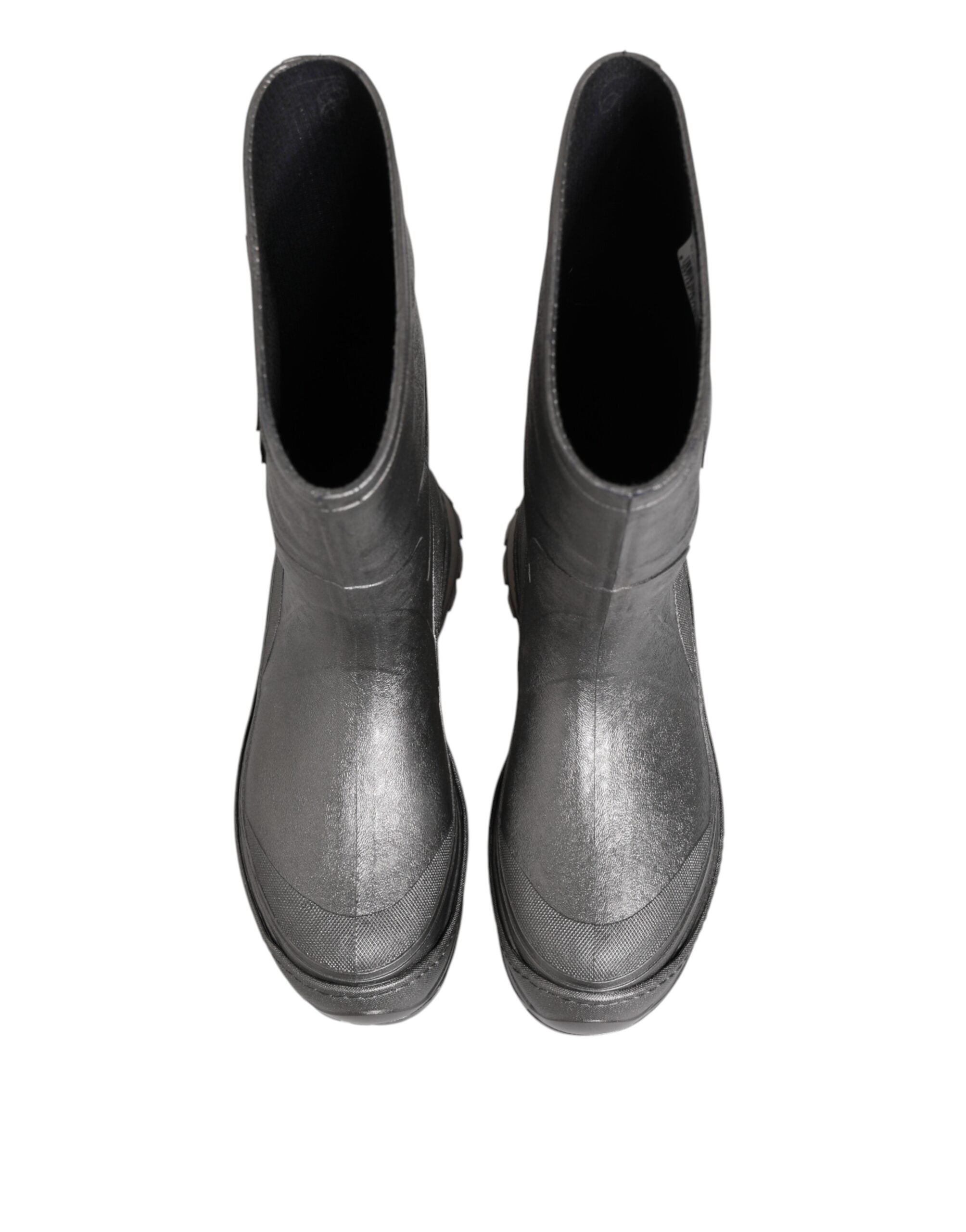 Dolce & Gabbana Metallic Silver Pull On Rain Boots Men's Shoes
