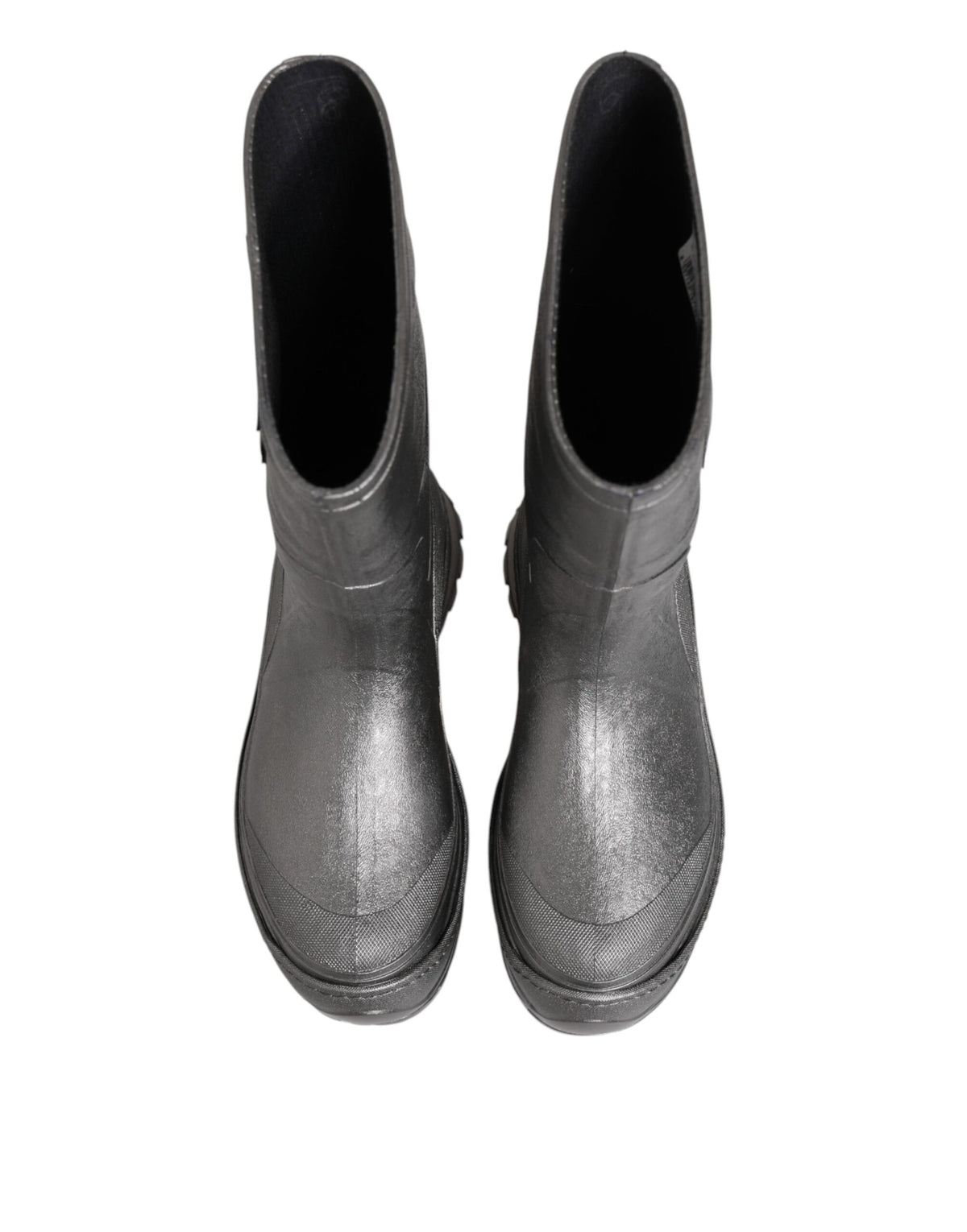Dolce & Gabbana Metallic Silver Pull On Rain Boots Men's Shoes