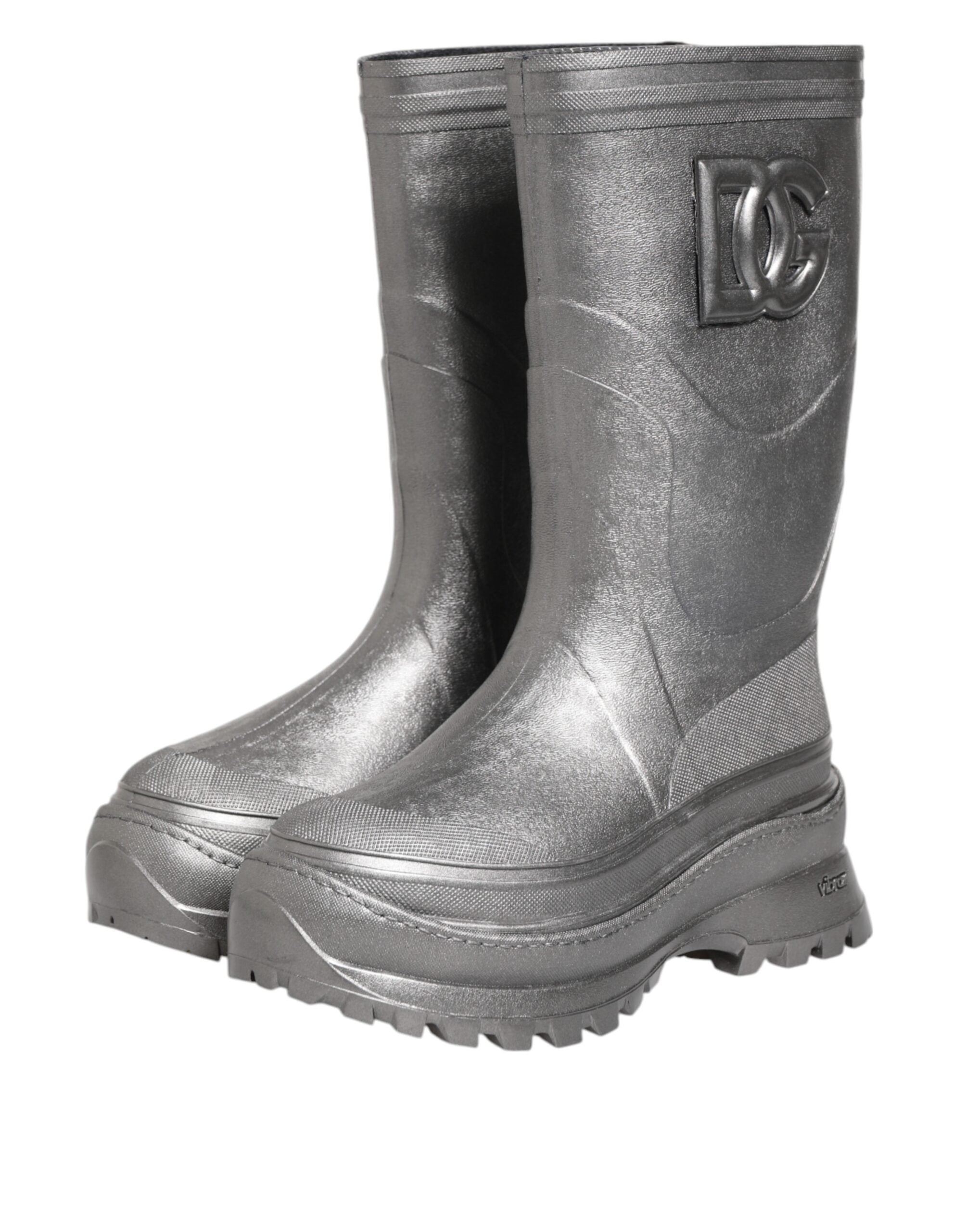 Dolce & Gabbana Metallic Silver Pull On Rain Boots Men's Shoes
