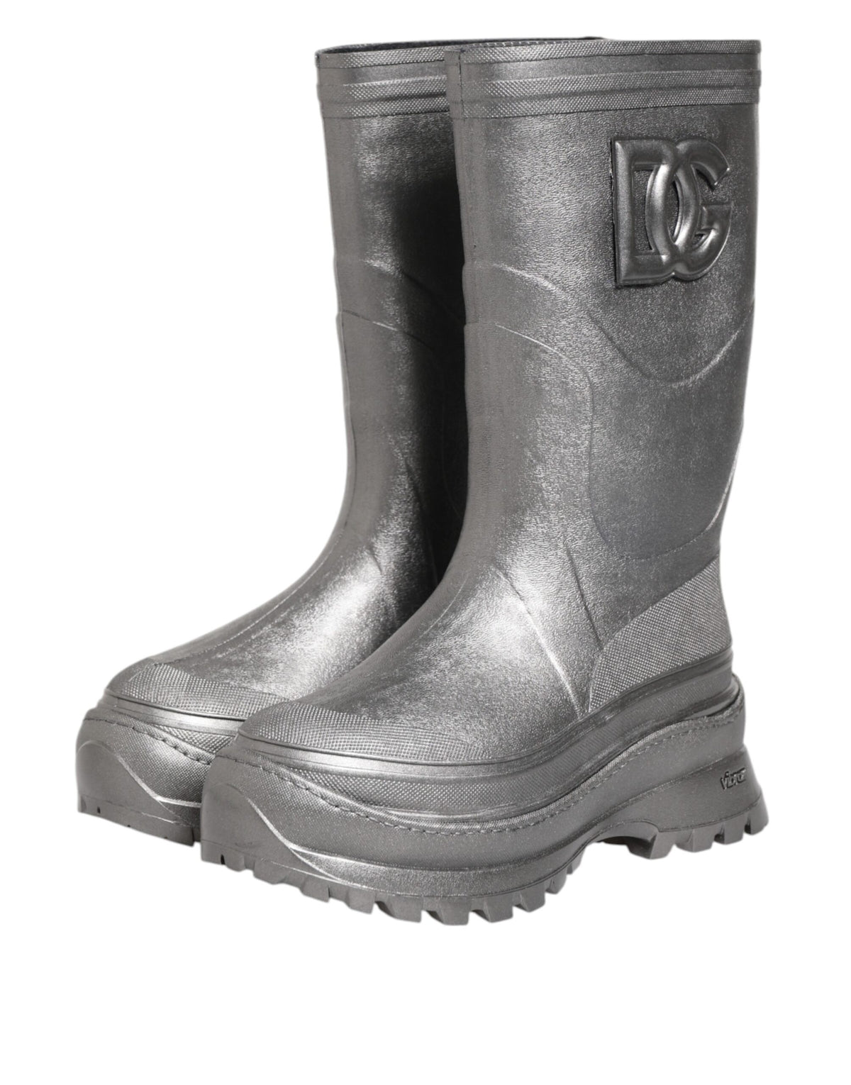 Dolce & Gabbana Metallic Silver Pull On Rain Boots Men's Shoes