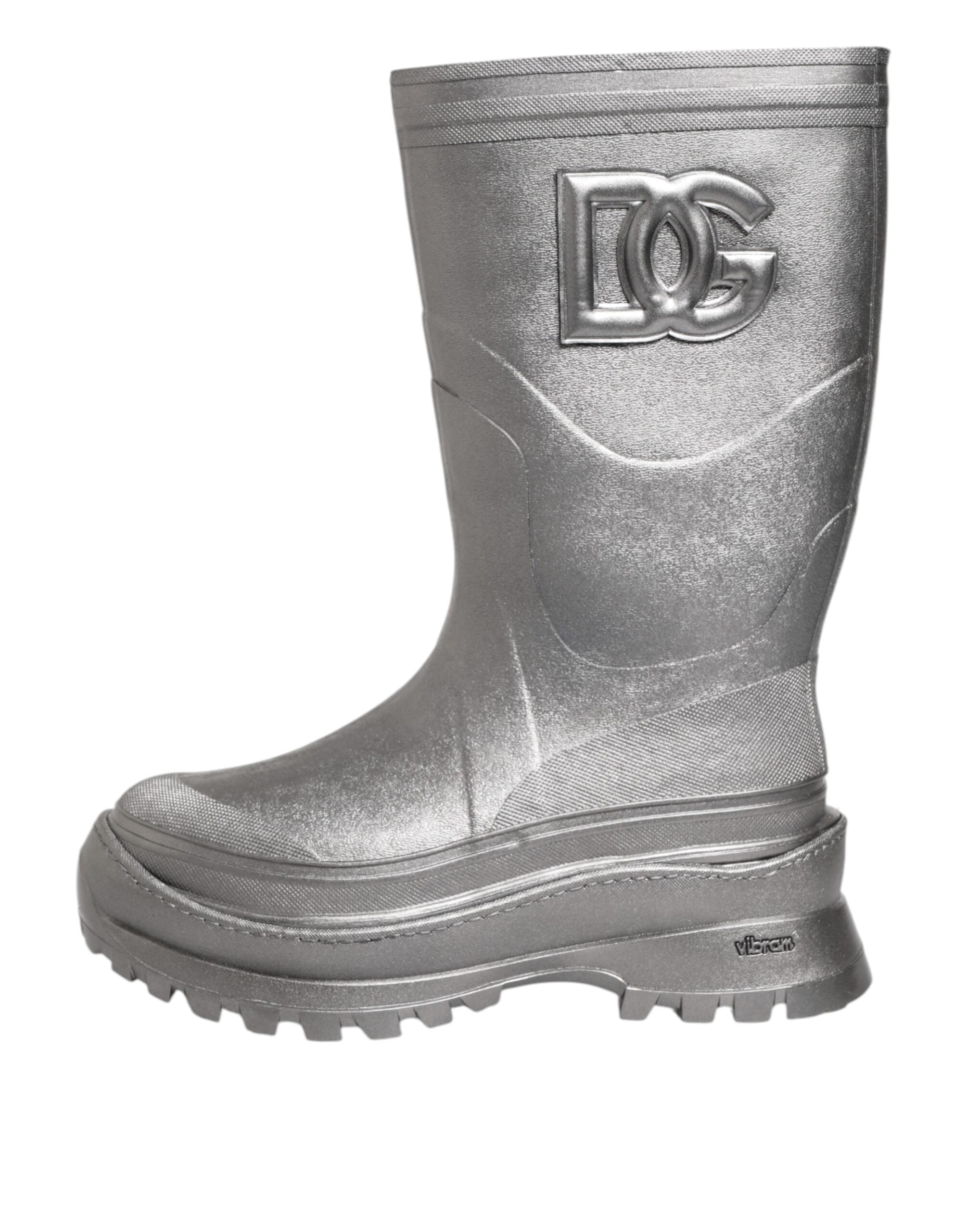 Dolce & Gabbana Metallic Silver Pull On Rain Boots Men's Shoes