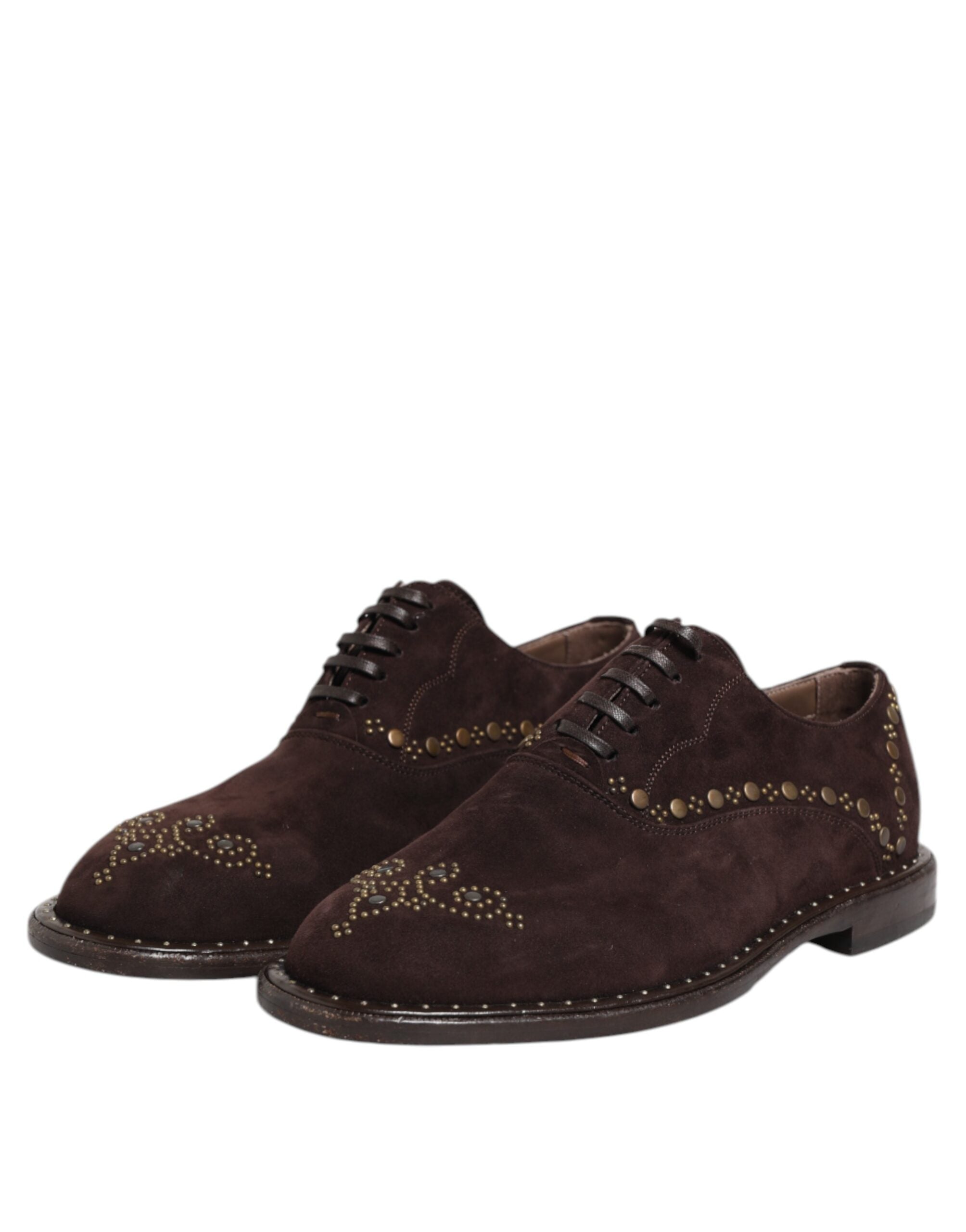 Dolce & Gabbana Brown Velvet Lace Up Oxford Dress Men's Shoes