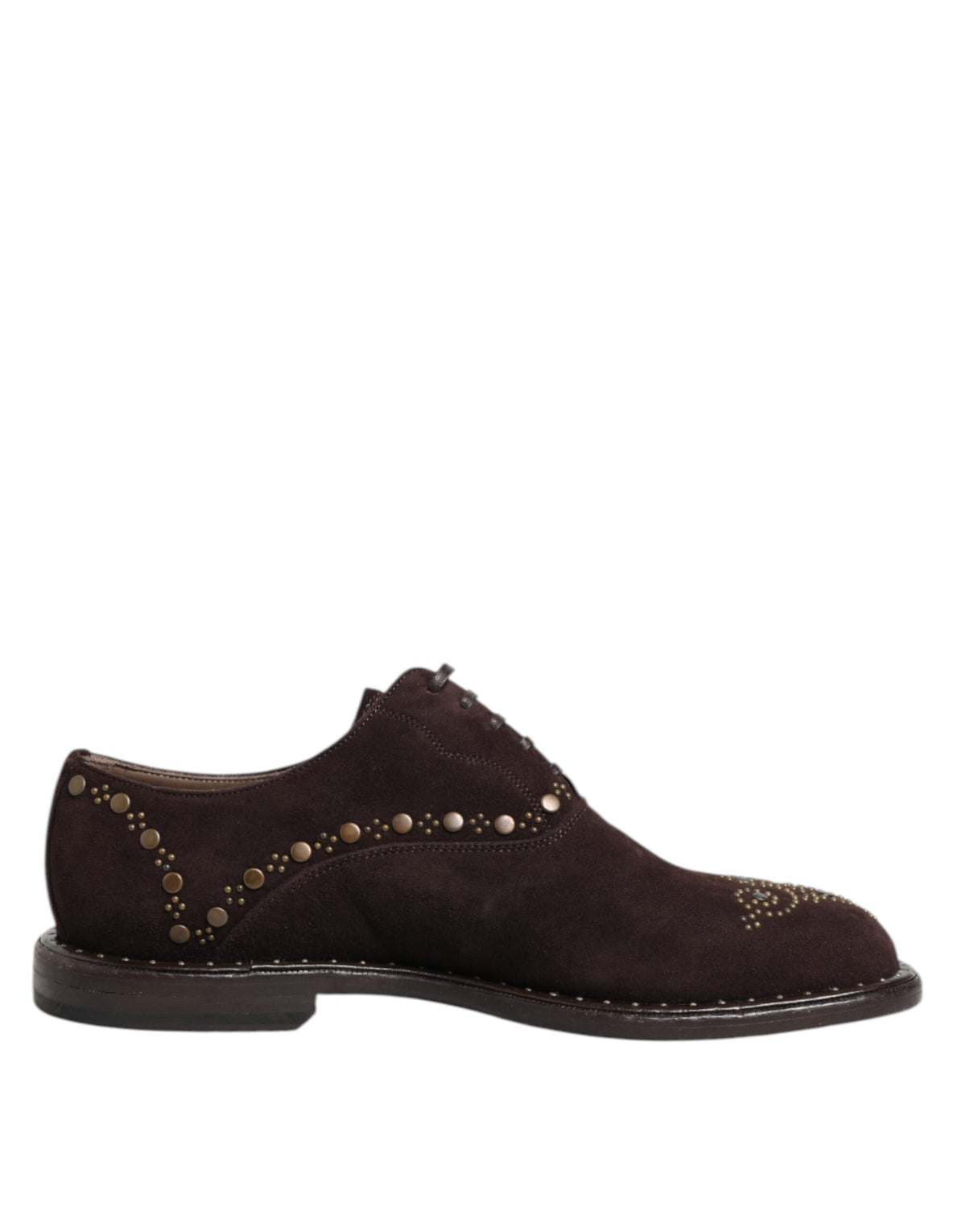 Dolce & Gabbana Brown Velvet Lace Up Oxford Dress Men display picture 3