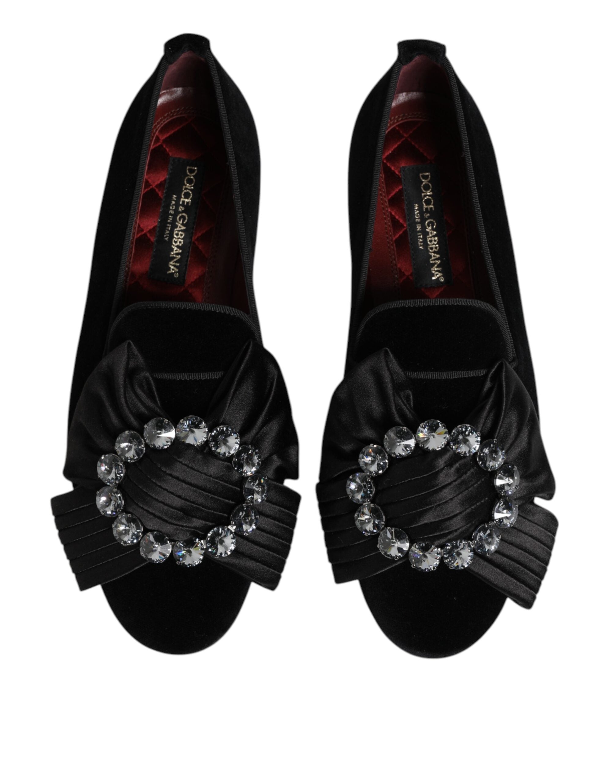 Dolce & Gabbana Black VATICANO Crystal Ribbon Slip On Men's Shoes