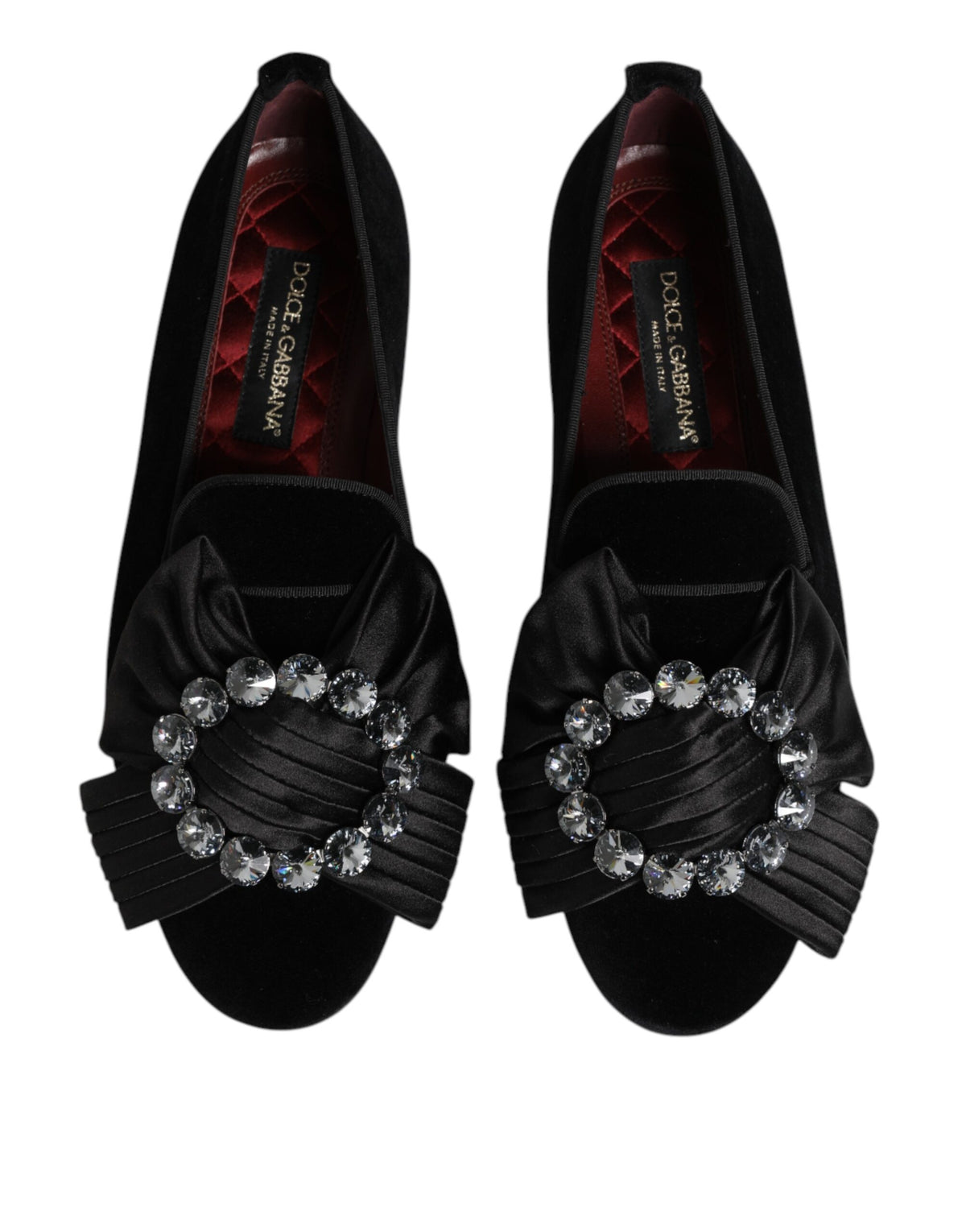 Dolce & Gabbana Black VATICANO Crystal Ribbon Slip On Men's Shoes