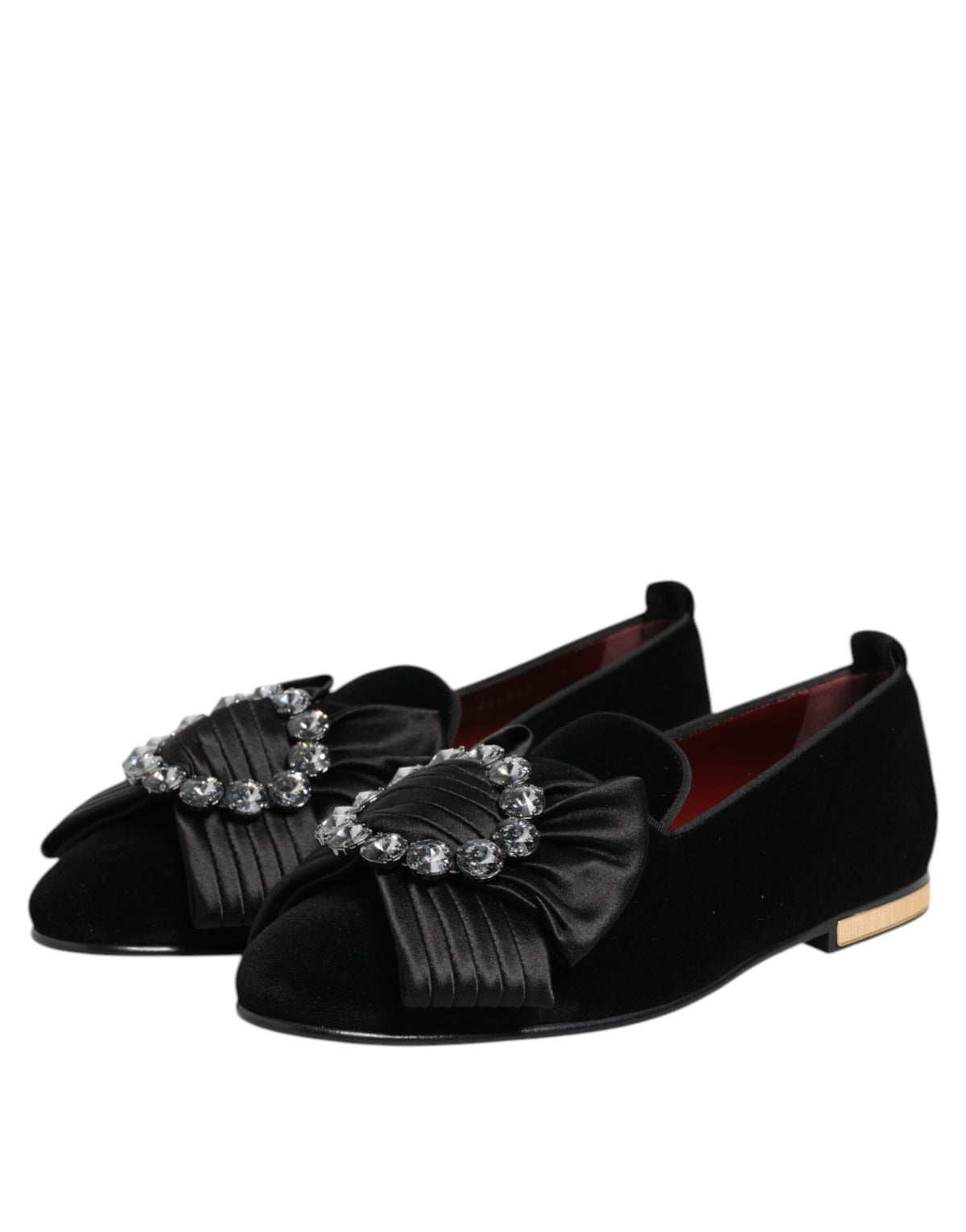 Dolce & Gabbana Black VATICANO Crystal Ribbon Slip On Men's Shoes