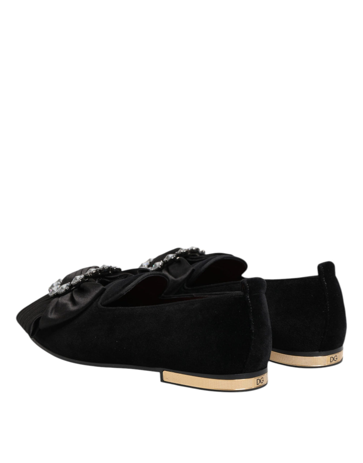 Dolce & Gabbana Black VATICANO Crystal Ribbon Slip On Men's Shoes