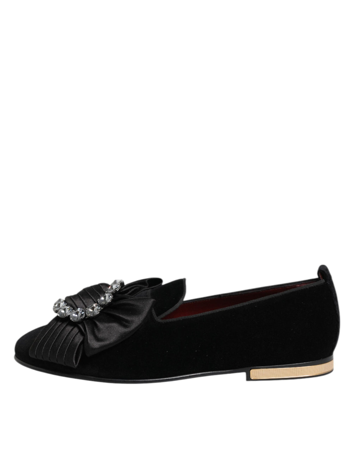Dolce & Gabbana Black VATICANO Crystal Ribbon Slip On Men's Shoes