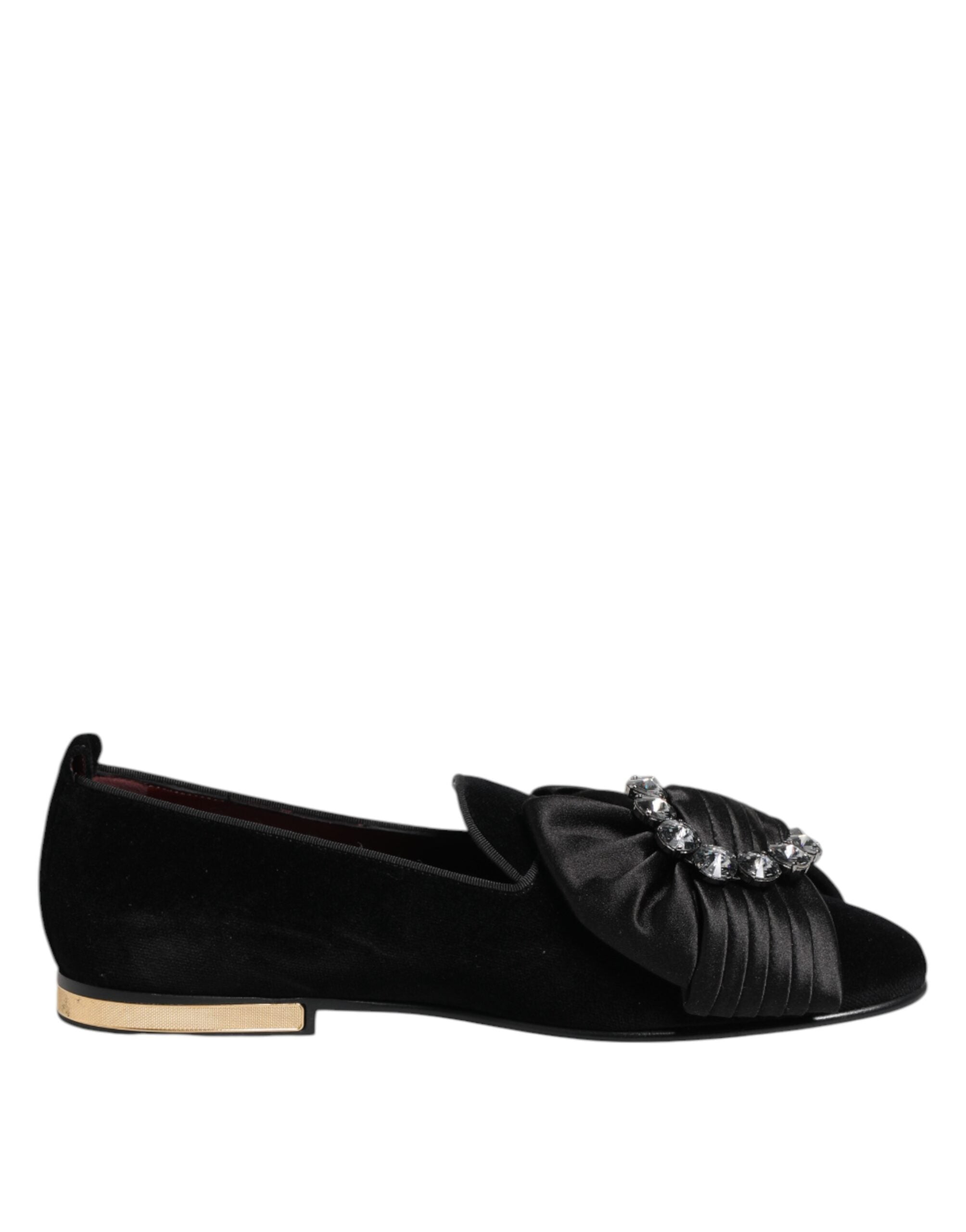 Dolce & Gabbana Black VATICANO Crystal Ribbon Slip On Men's Shoes
