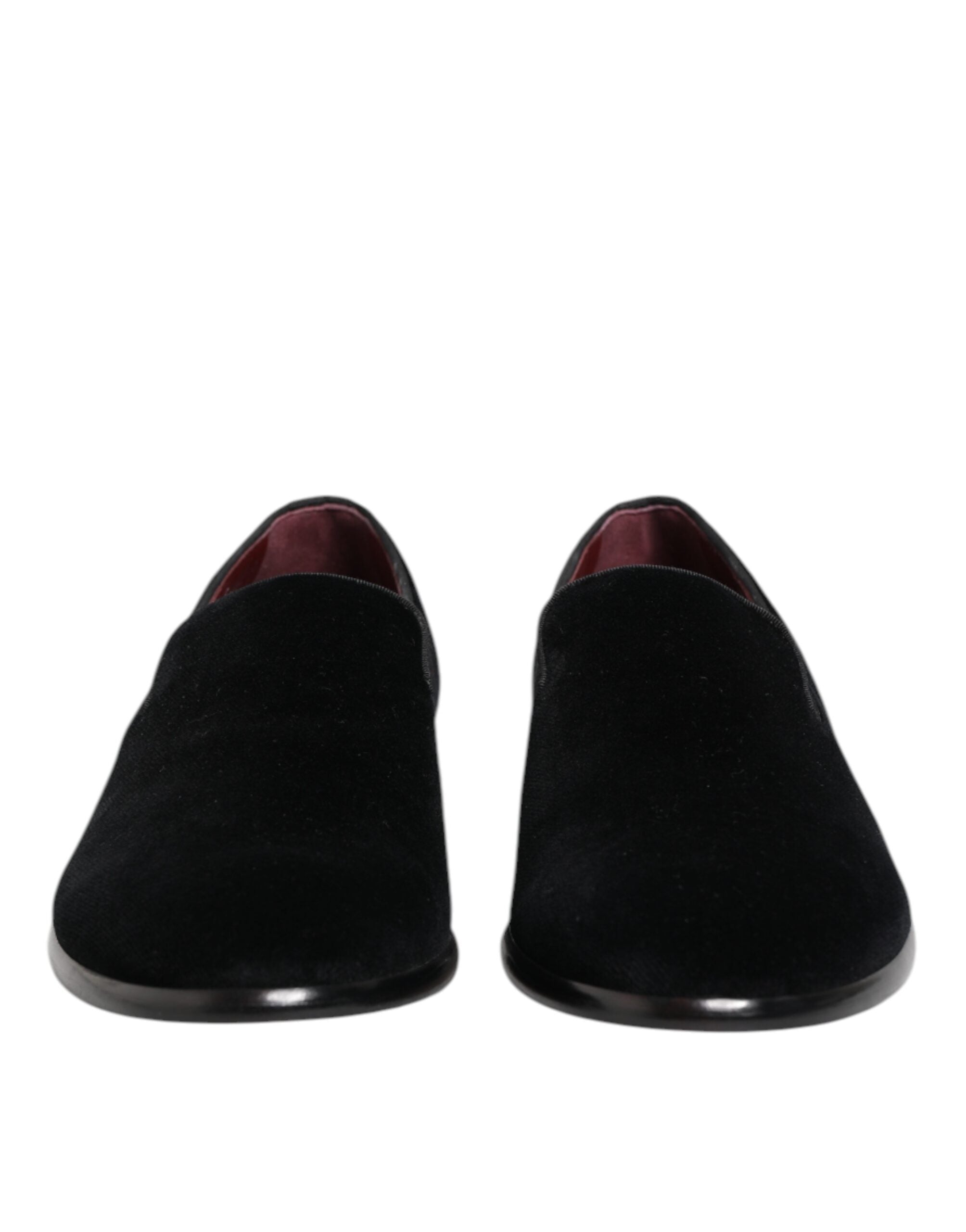 Dolce & Gabbana Black Velvet Loafers Formal Men Dress Men's Shoes
