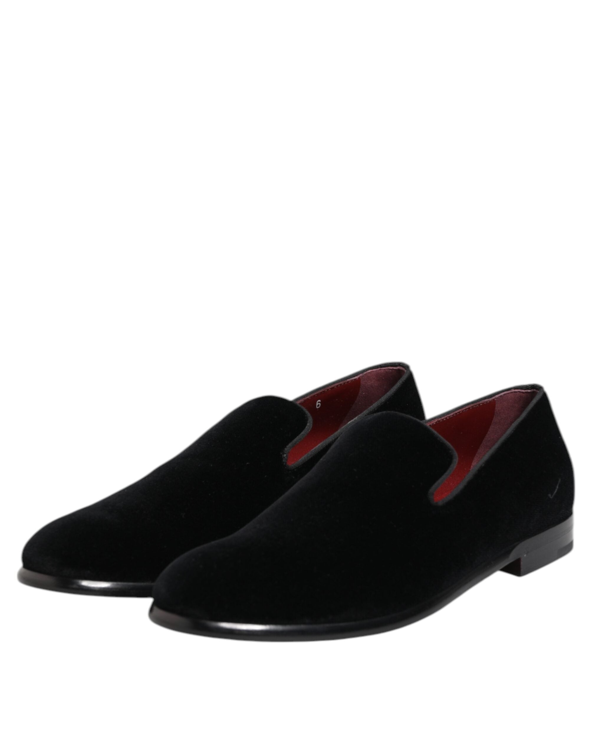 Dolce & Gabbana Black Velvet Loafers Formal Men Dress Men's Shoes