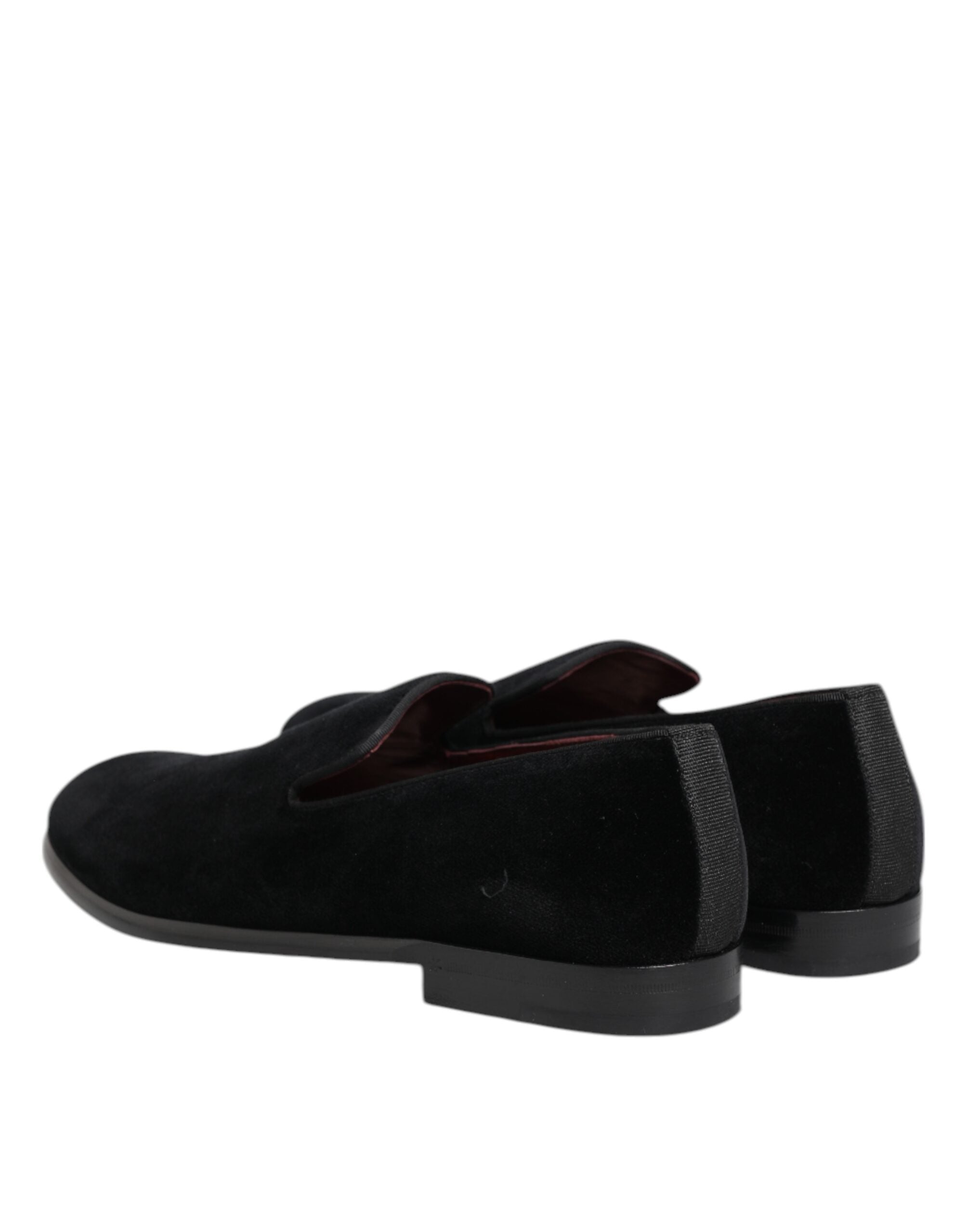 Dolce & Gabbana Black Velvet Loafers Formal Men Dress Men's Shoes