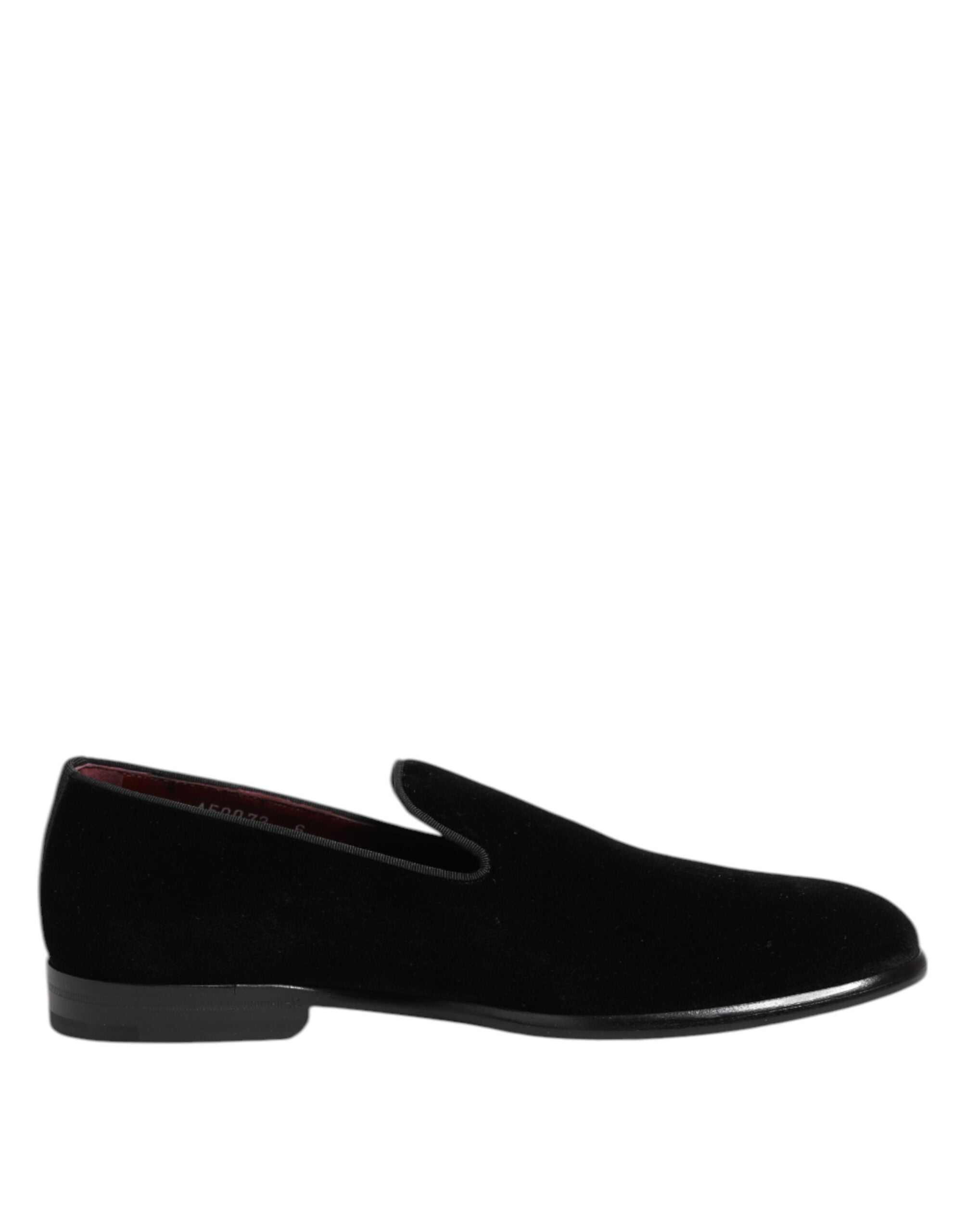 Dolce & Gabbana Black Velvet Loafers Formal Men Dress Men's Shoes