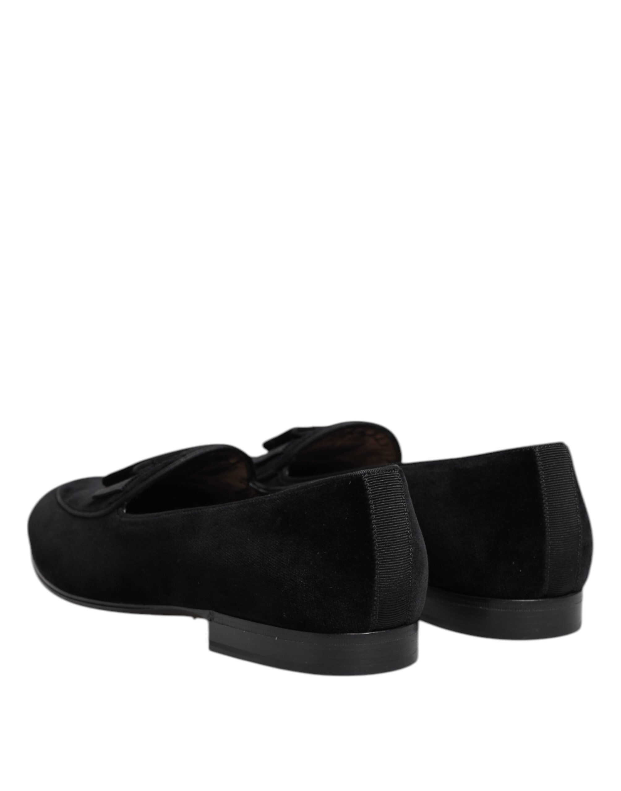 Dolce & Gabbana Black Velvet Loafers Formal Men Dress Men's Shoes