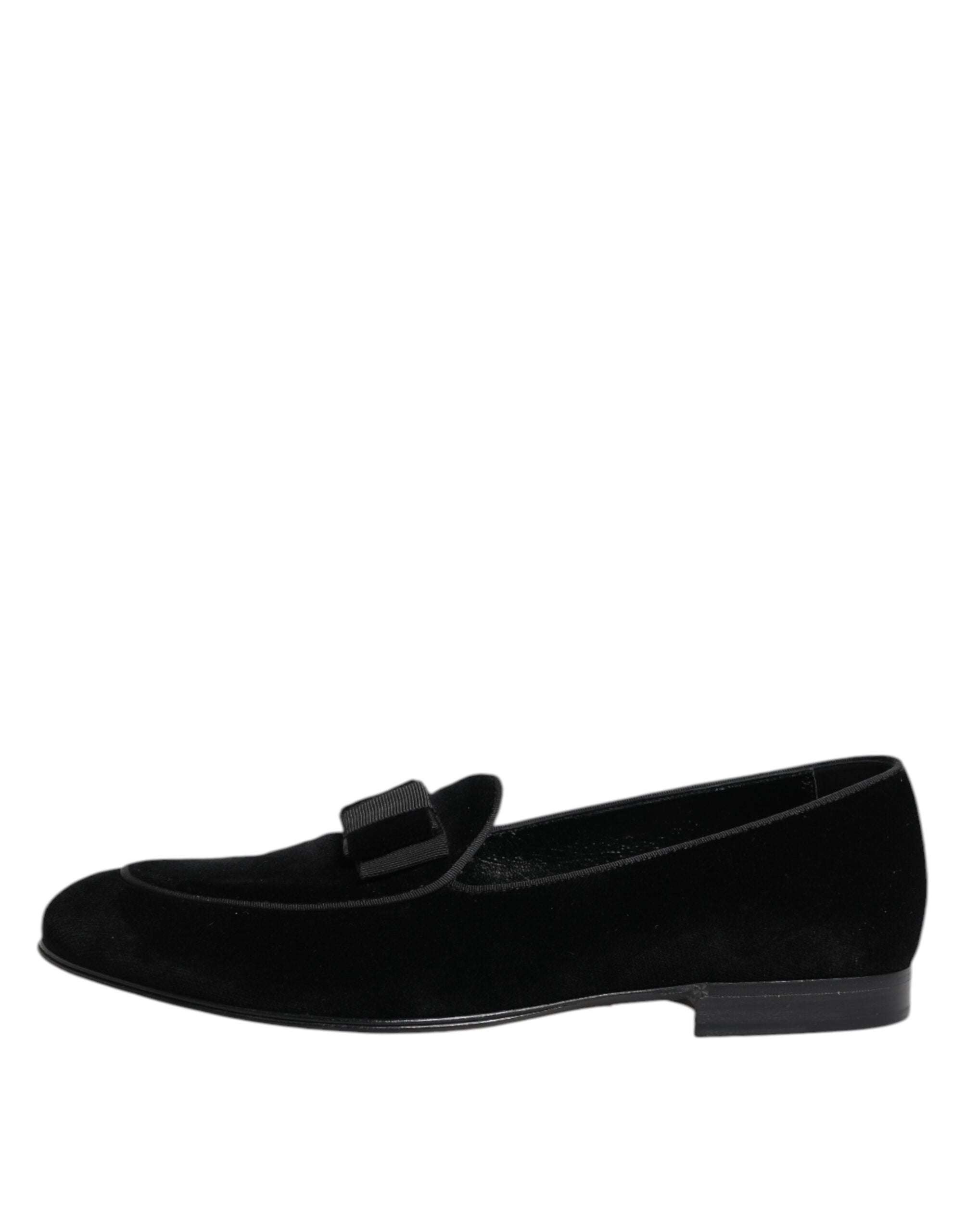 Dolce & Gabbana Black Velvet Loafers Formal Men Dress Men's Shoes