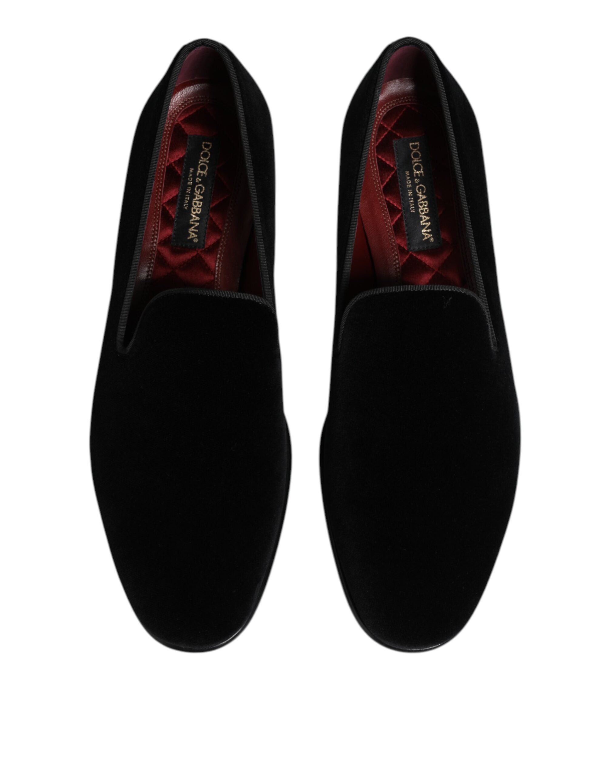 Dolce & Gabbana Black Velvet Slip On Loafers Men Formal Men's Shoes