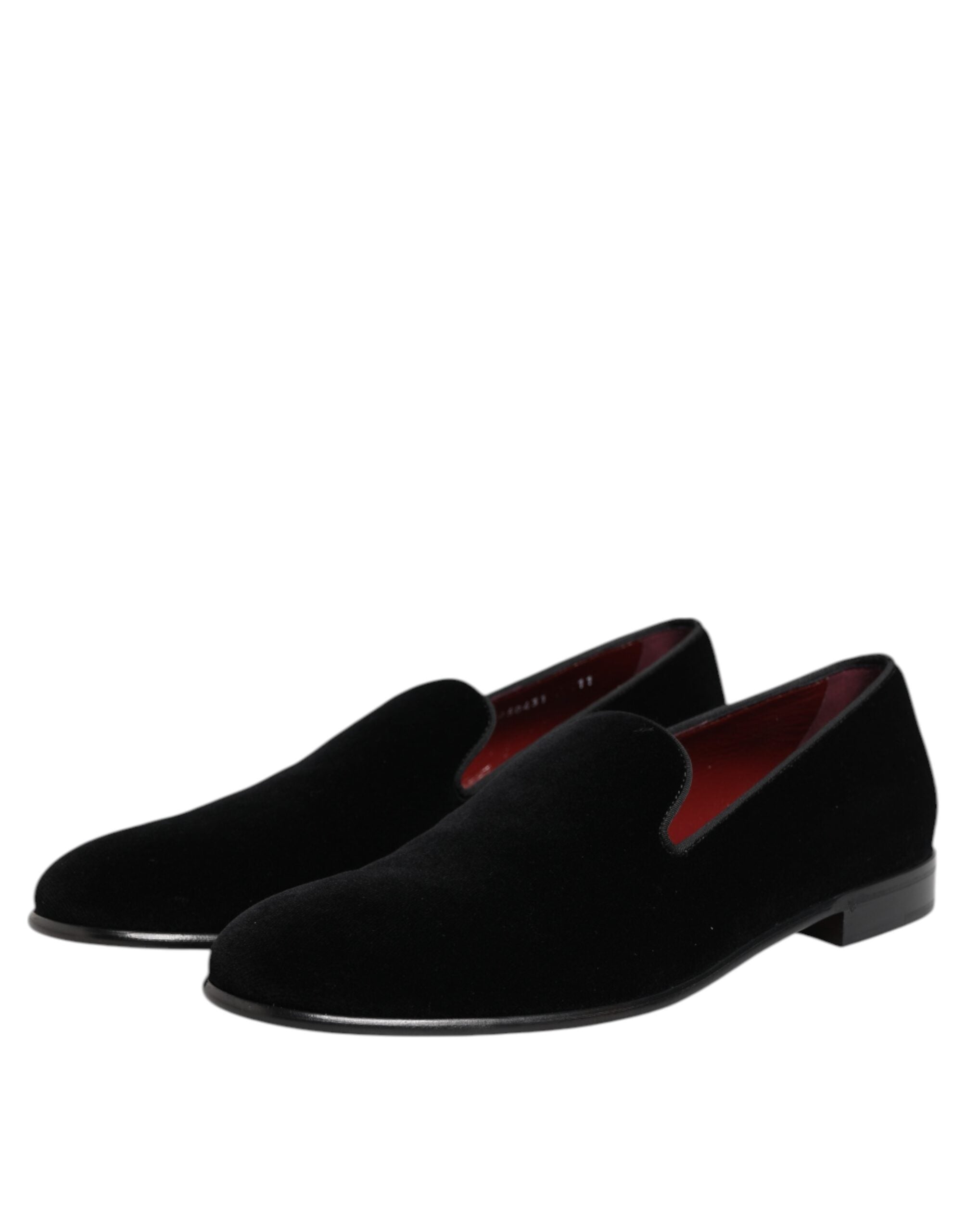 Dolce & Gabbana Black Velvet Slip On Loafers Men Formal Men's Shoes