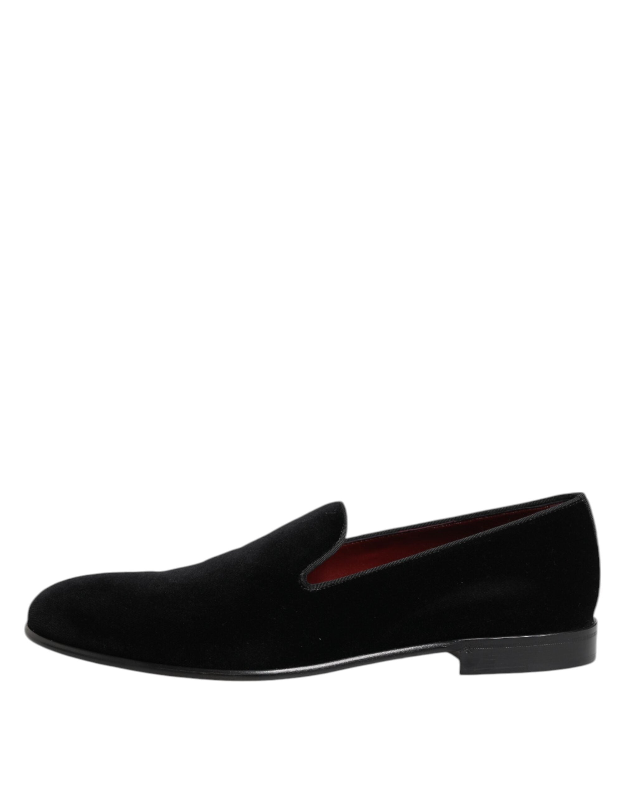 Dolce & Gabbana Black Velvet Slip On Loafers Men Formal Men's Shoes