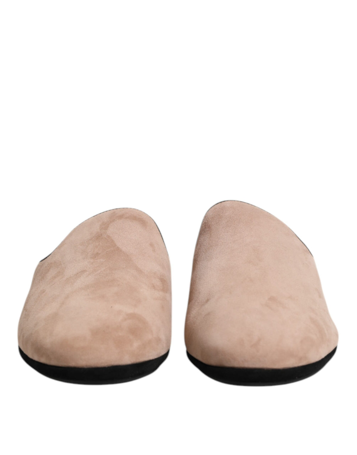 Dolce & Gabbana Beige Suede Leather Slides Flat Slipper Men's Shoes