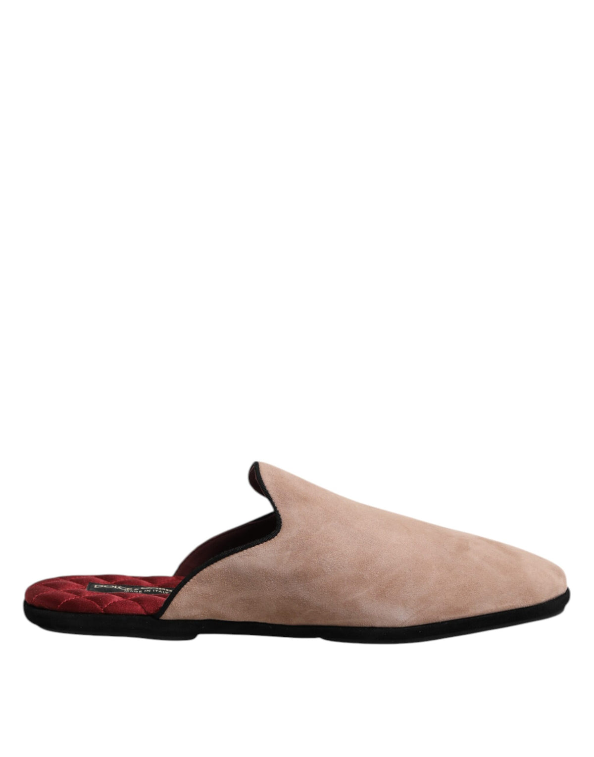 Dolce & Gabbana Beige Suede Leather Slides Flat Slipper Men's Shoes