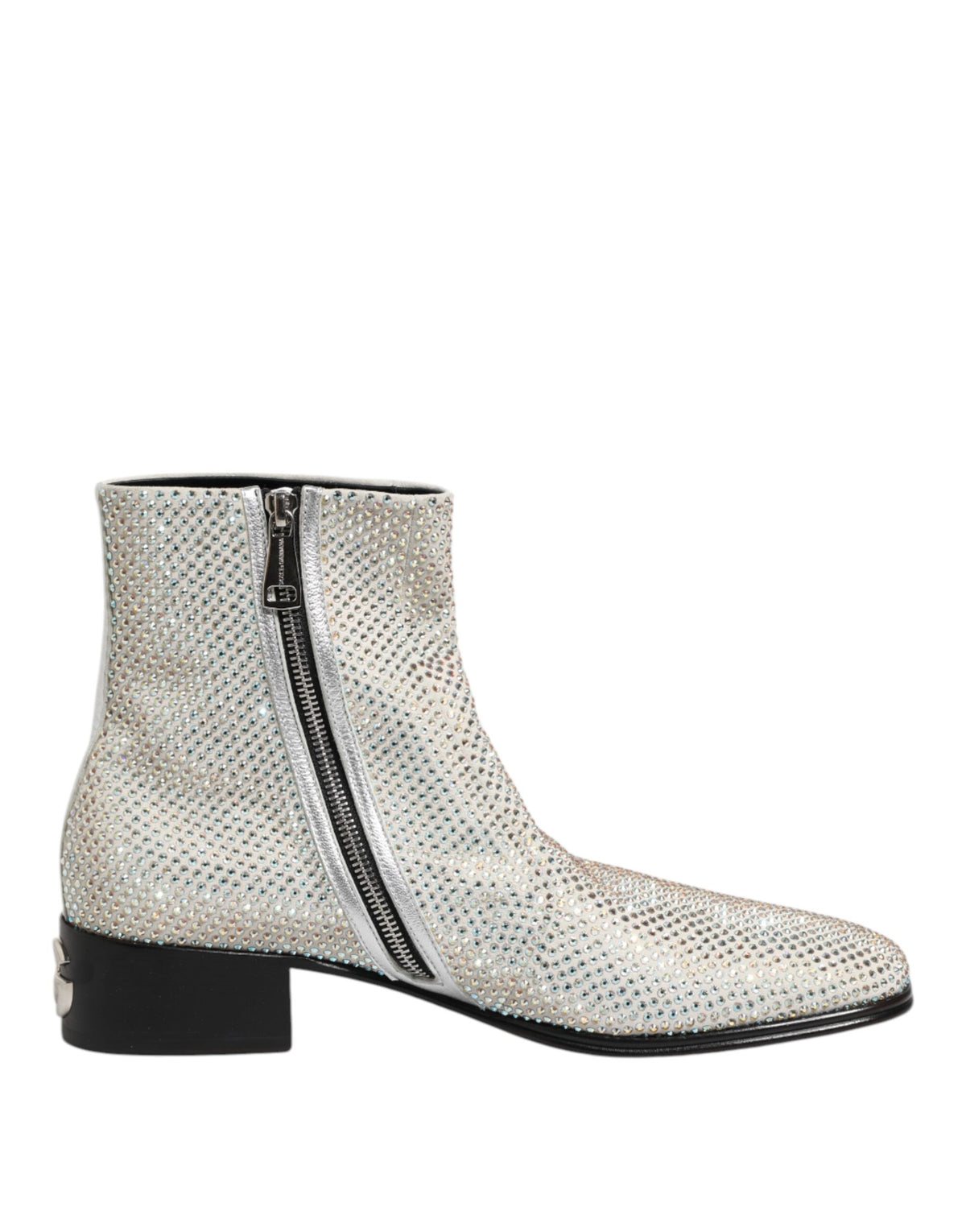 Dolce & Gabbana White Strass DG Logo Heels Ankle Boots Shoes Dolce & Gabbana White Strass DG Logo Heels Ankle Boots Shoes main image 4