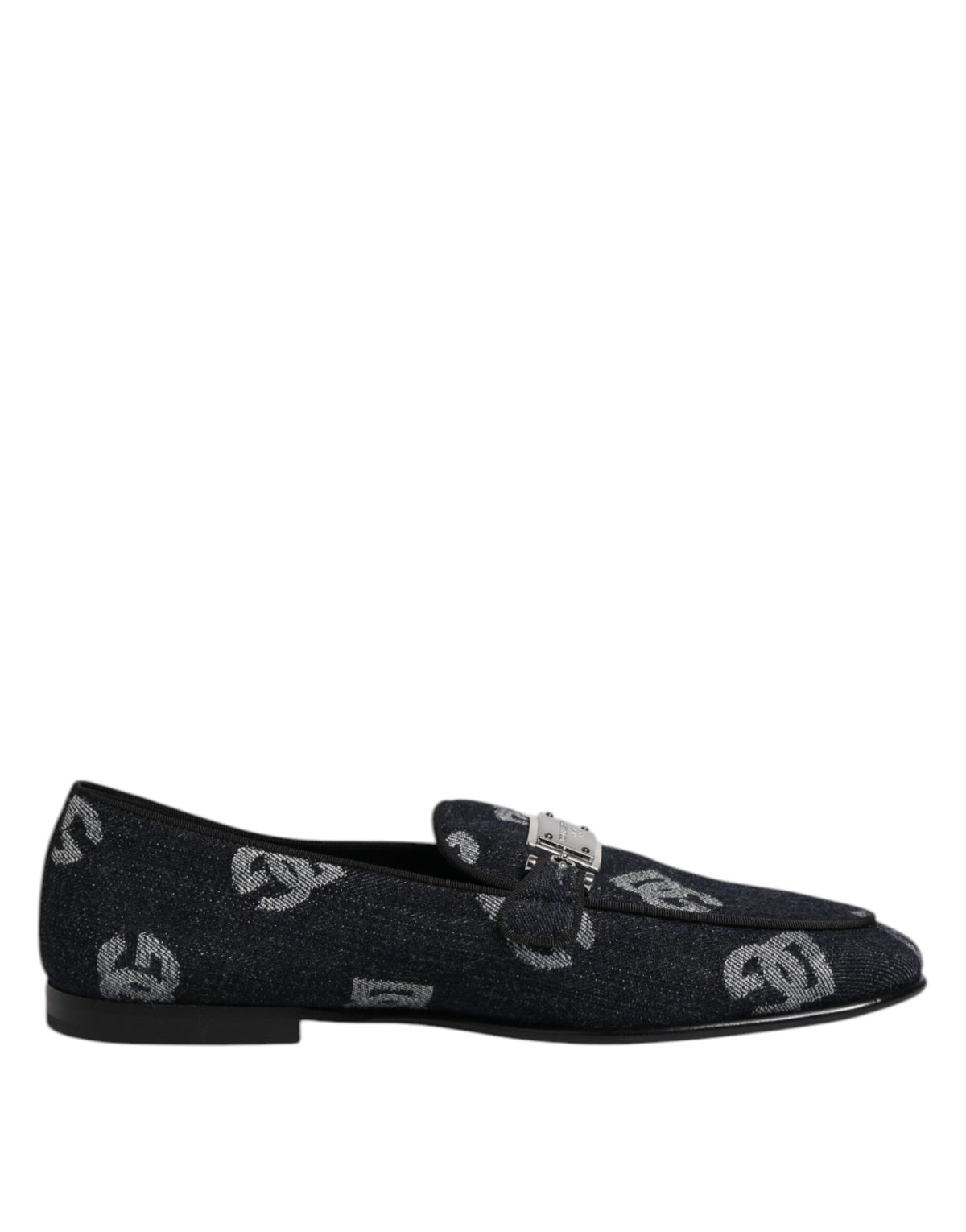 Dolce & Gabbana Blue Logo Cotton Loafers Formal Dress Men