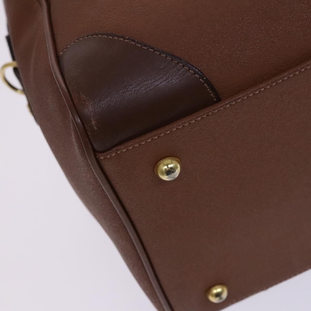 Burberry Nova Check Boston Canvas Brown Leather Handbag (Pre-Owned)