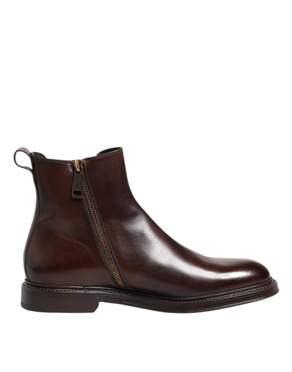 Dolce & Gabbana Brown Chelsea Leather Mid Calf Boots Men's Shoes (Pre-Owned)