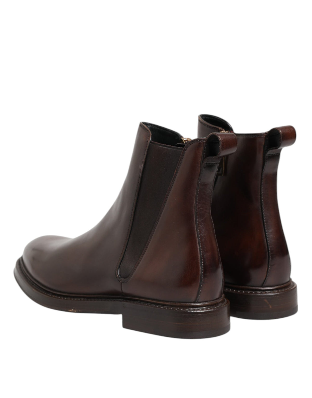 Dolce & Gabbana Brown Chelsea Leather Mid Calf Boots Men's Shoes