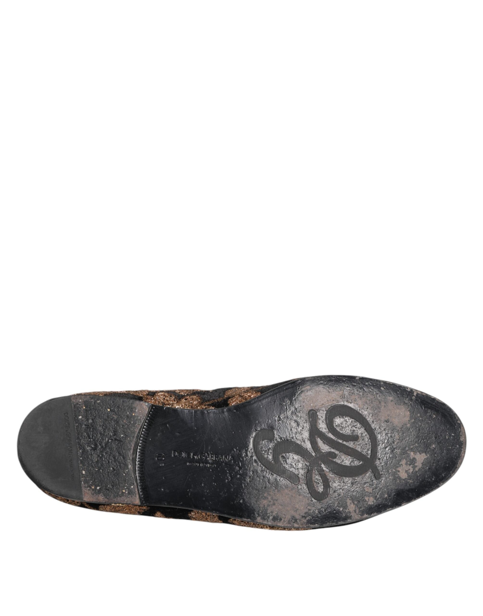Dolce & Gabbana Black Floral Embroidery Men Loafers Men's Shoes (Pre-Owned)