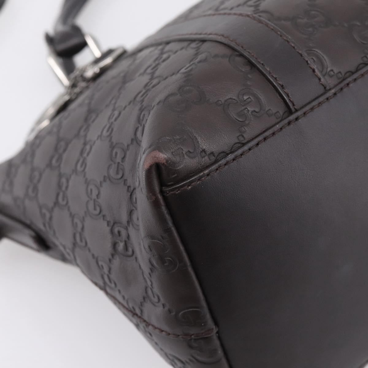 Gucci Gg Charm Convertible Dome Satchel Guccissima Leather Brown Leather Handbag (Pre-Owned)