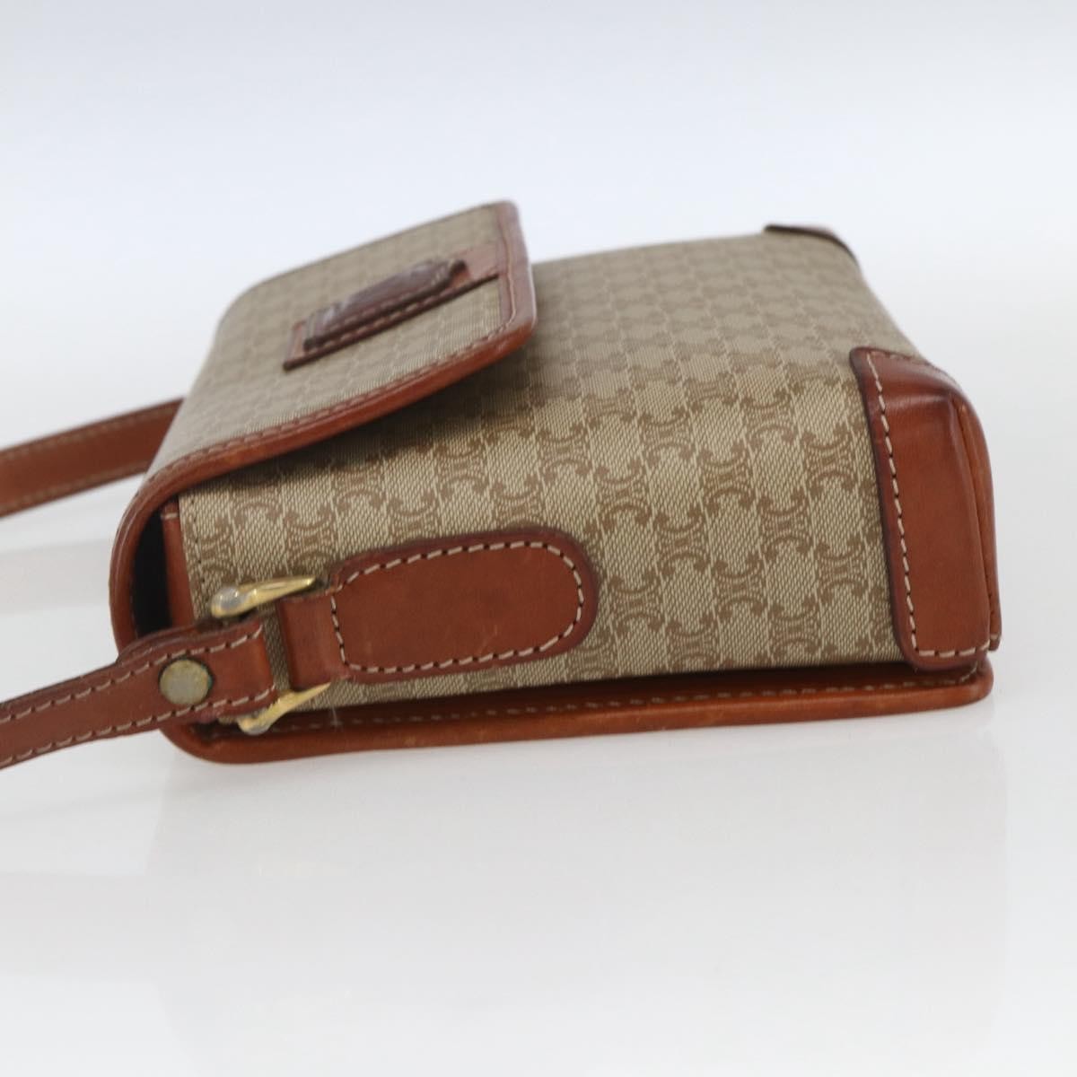 Celine Vintage Macadam Canvas And Leather Beige Canvas Shoulder Bag Bag (Pre-Owned)