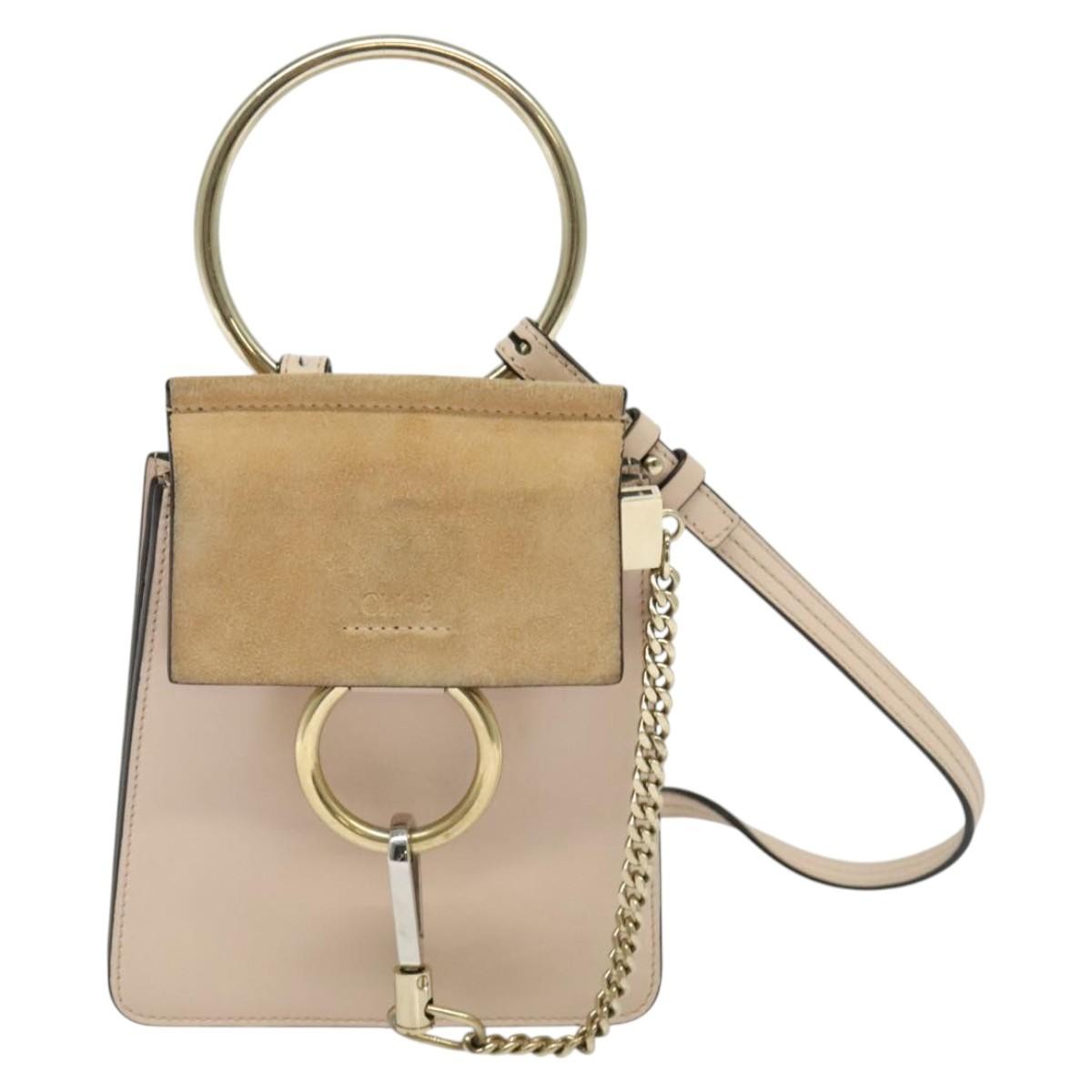 Chloe Faye Leather And Suede Beige Leather Shoulder Bag Bag (Pre-Owned)