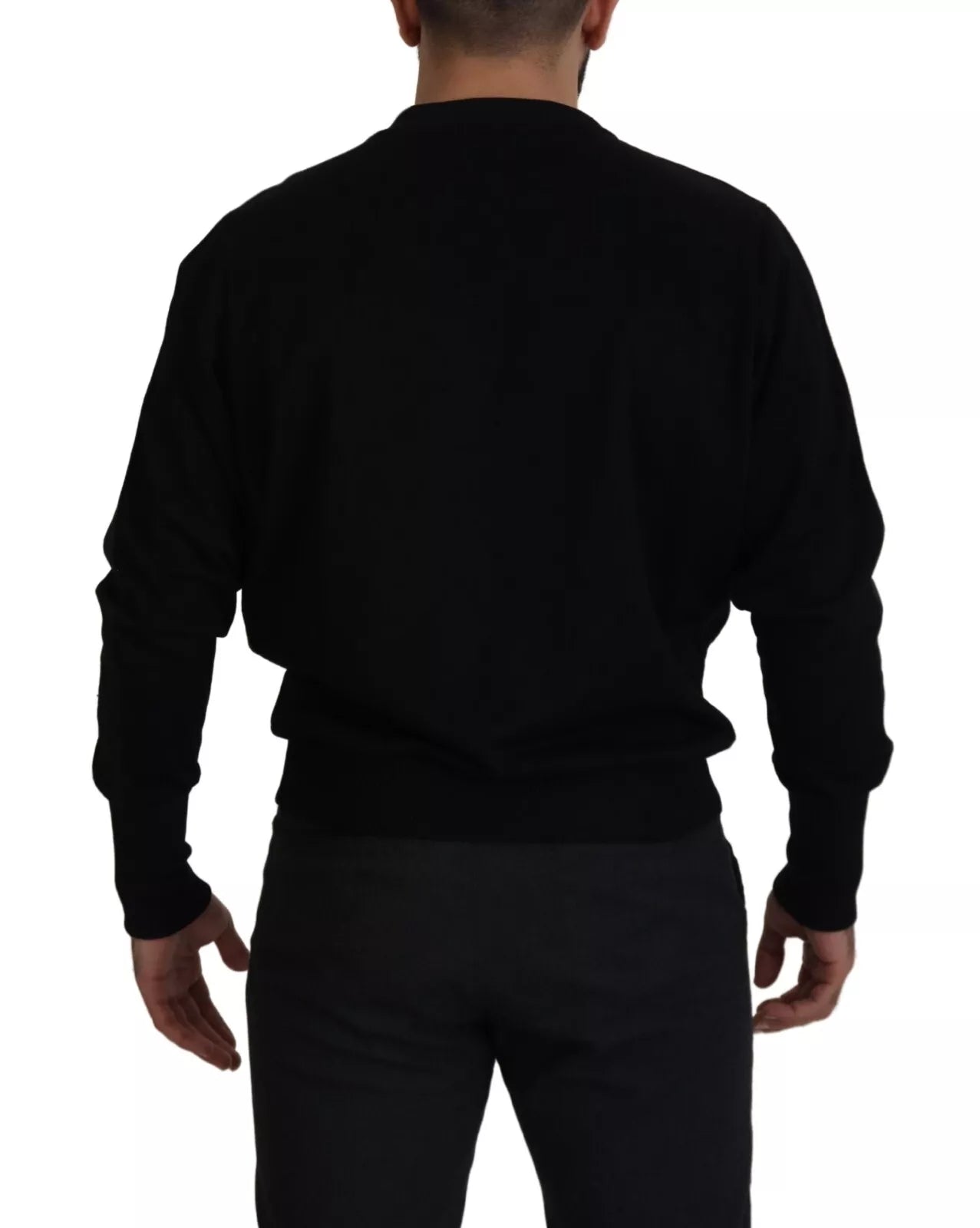 Dolce & Gabbana Black Cotton Crewneck Sweatshirt Men's Sweater