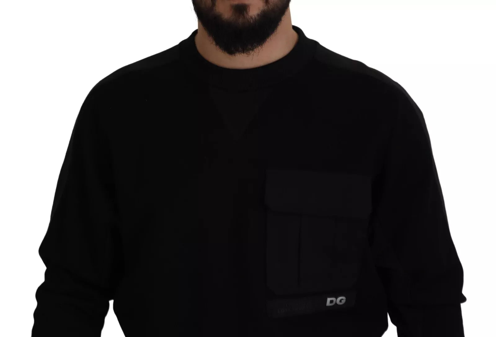 Dolce & Gabbana Black Cotton Crewneck Sweatshirt Men's Sweater