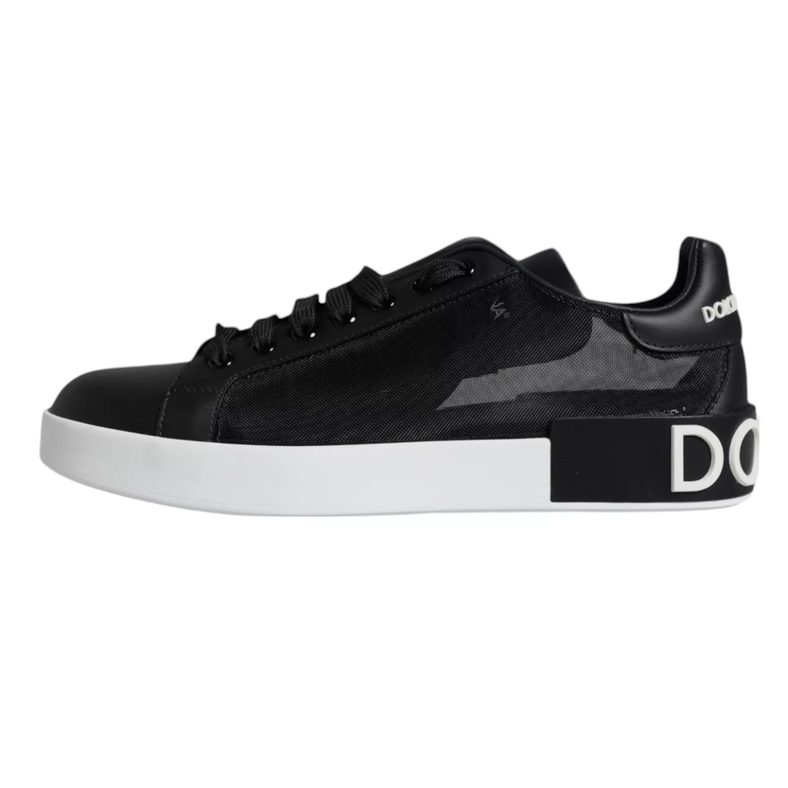 Dolce & Gabbana Black Calf Leather Portofino Sneakers Men's Shoes (Pre-Owned)