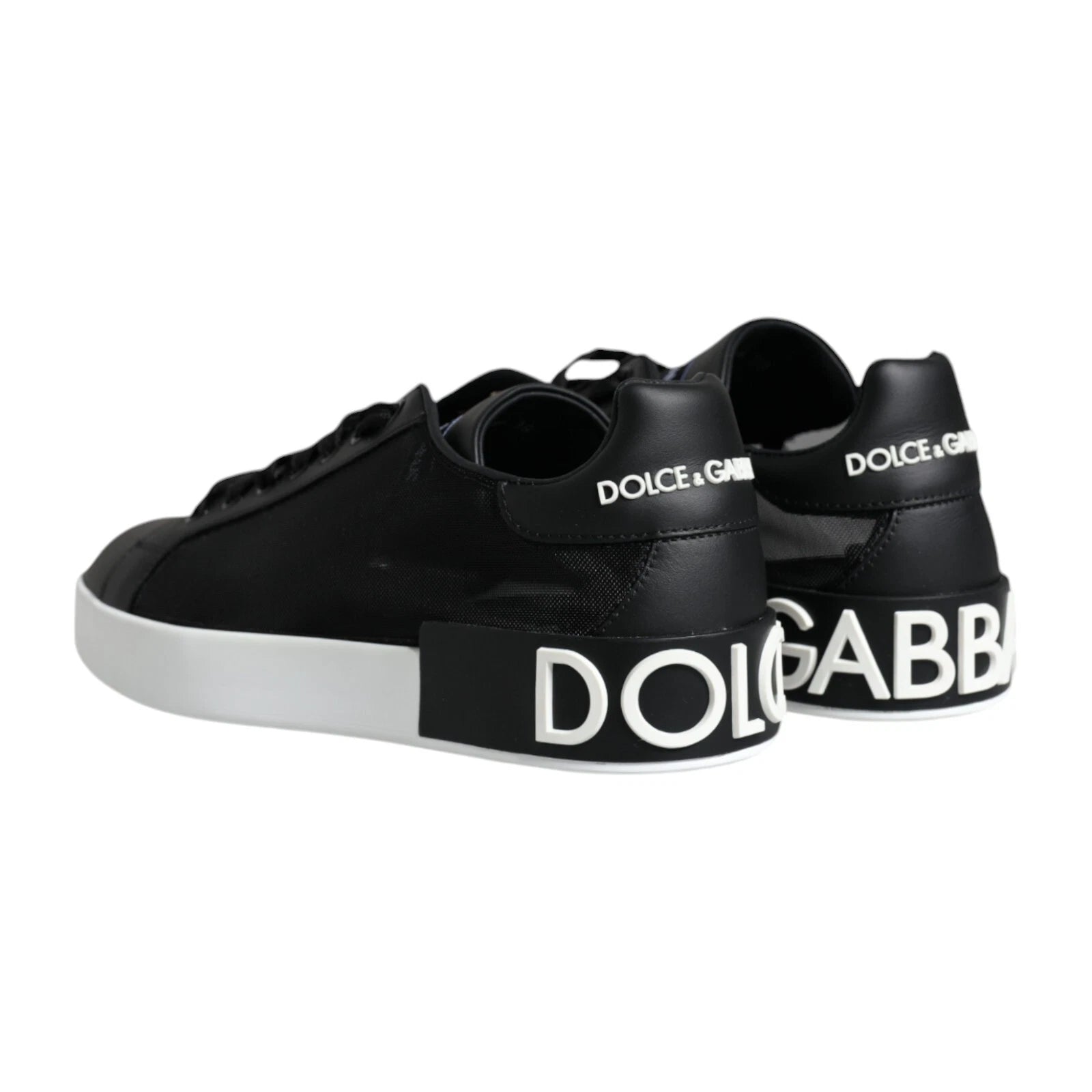 Dolce & Gabbana Black Calf Leather Portofino Sneakers Men's Shoes (Pre-Owned)
