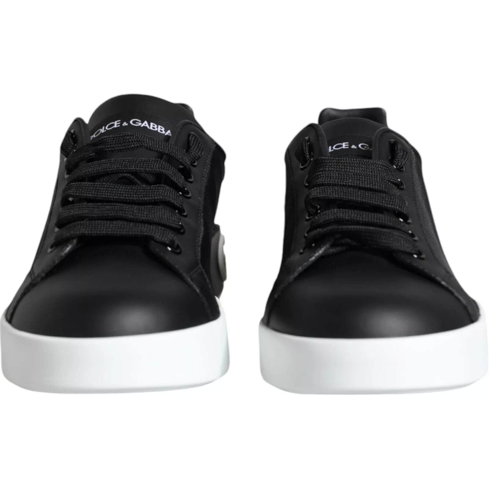Dolce & Gabbana Black Calf Leather Portofino Sneakers Men's Shoes (Pre-Owned)