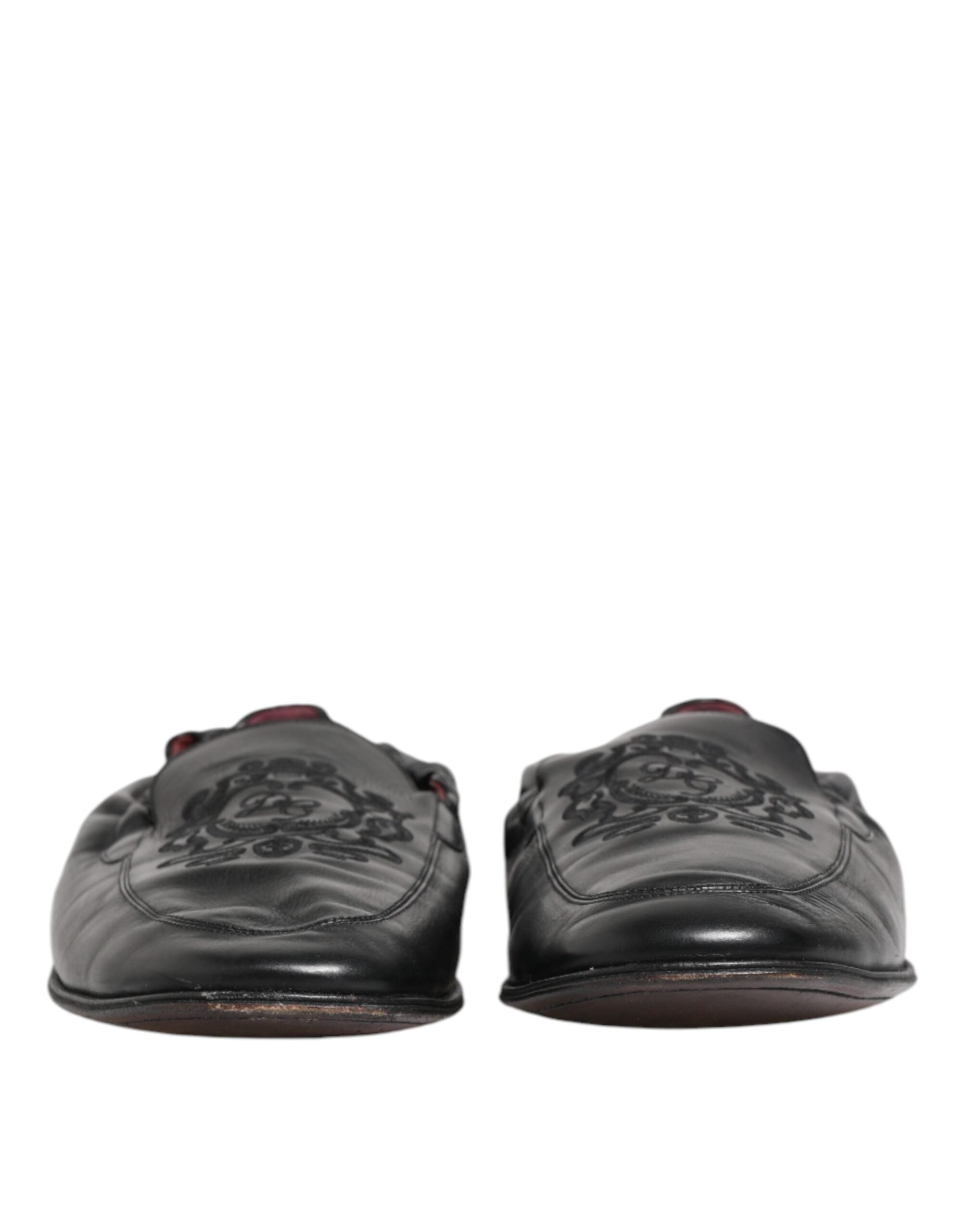 Dolce & Gabbana Black Leather Slip On Men Flat Loafers Men's Shoes (Pre-Owned)