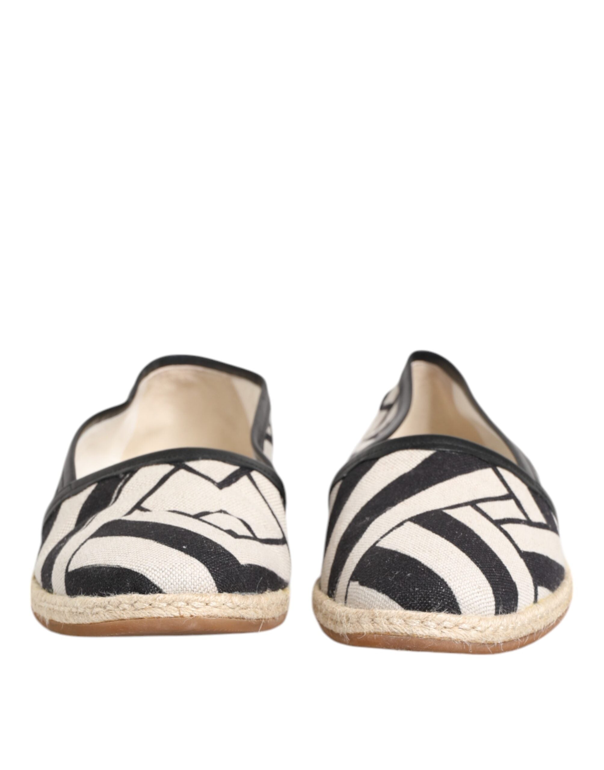 Dolce & Gabbana Black White Stripes Flat Espadrille Men's Shoes (Pre-Owned)