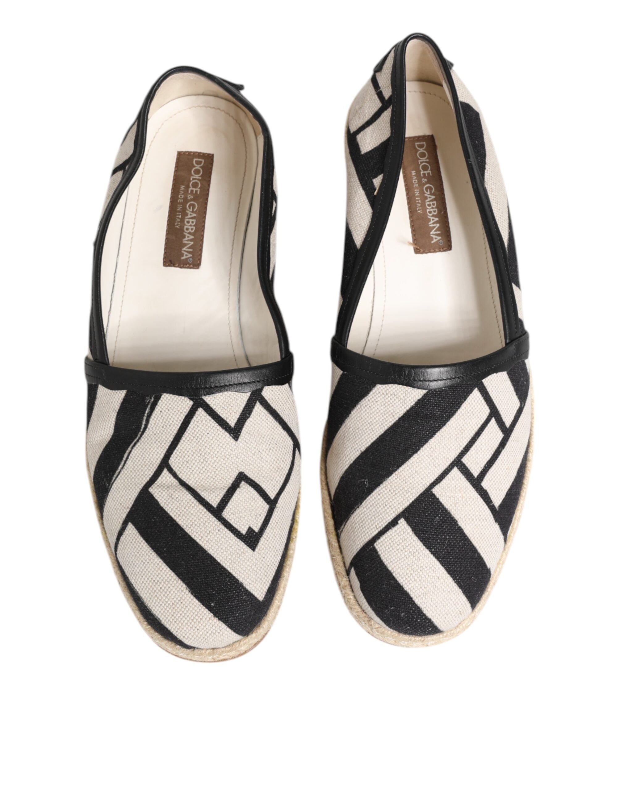 Dolce & Gabbana Black White Stripes Flat Espadrille Men's Shoes (Pre-Owned)