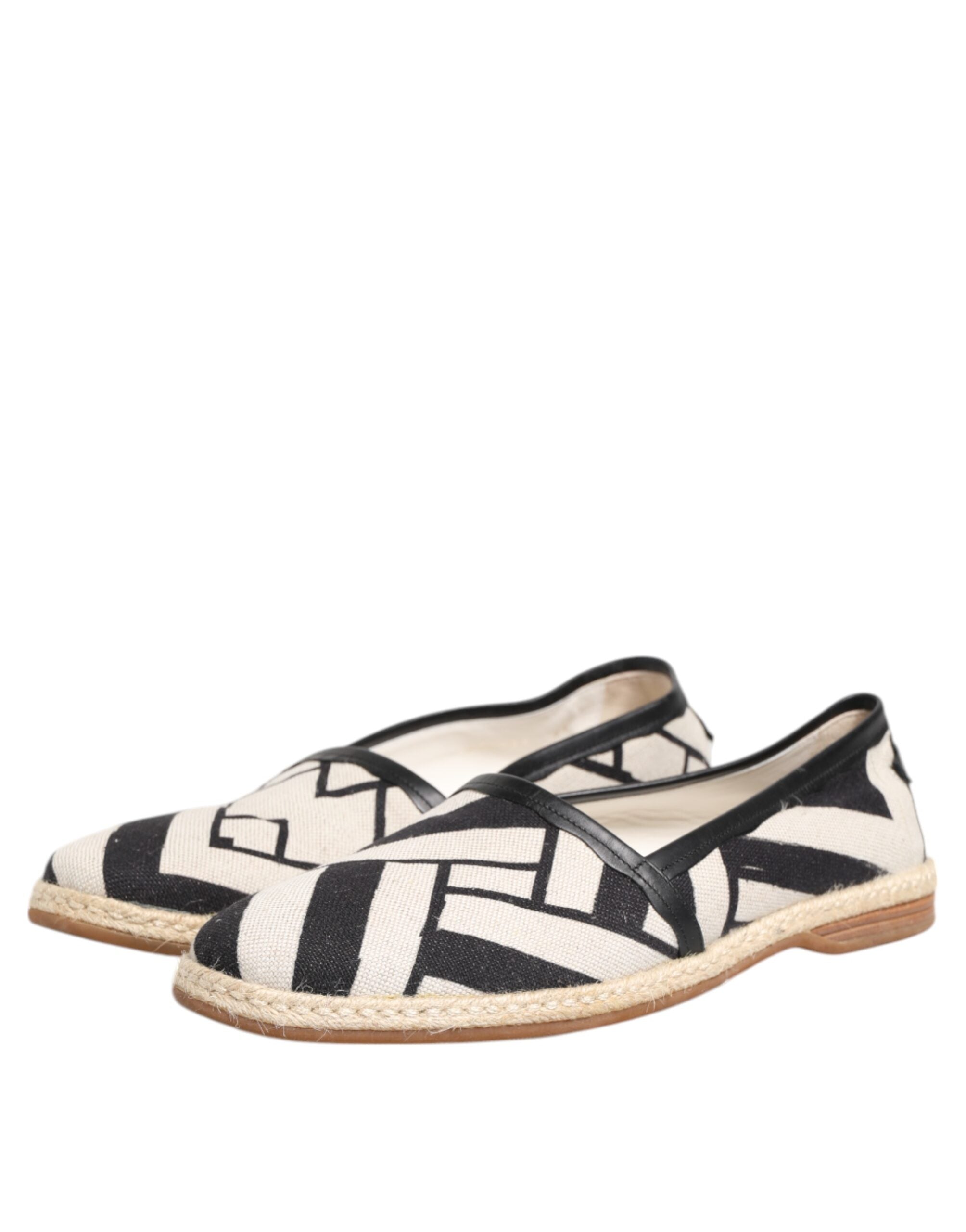 Dolce & Gabbana Black White Stripes Flat Espadrille Men's Shoes (Pre-Owned)