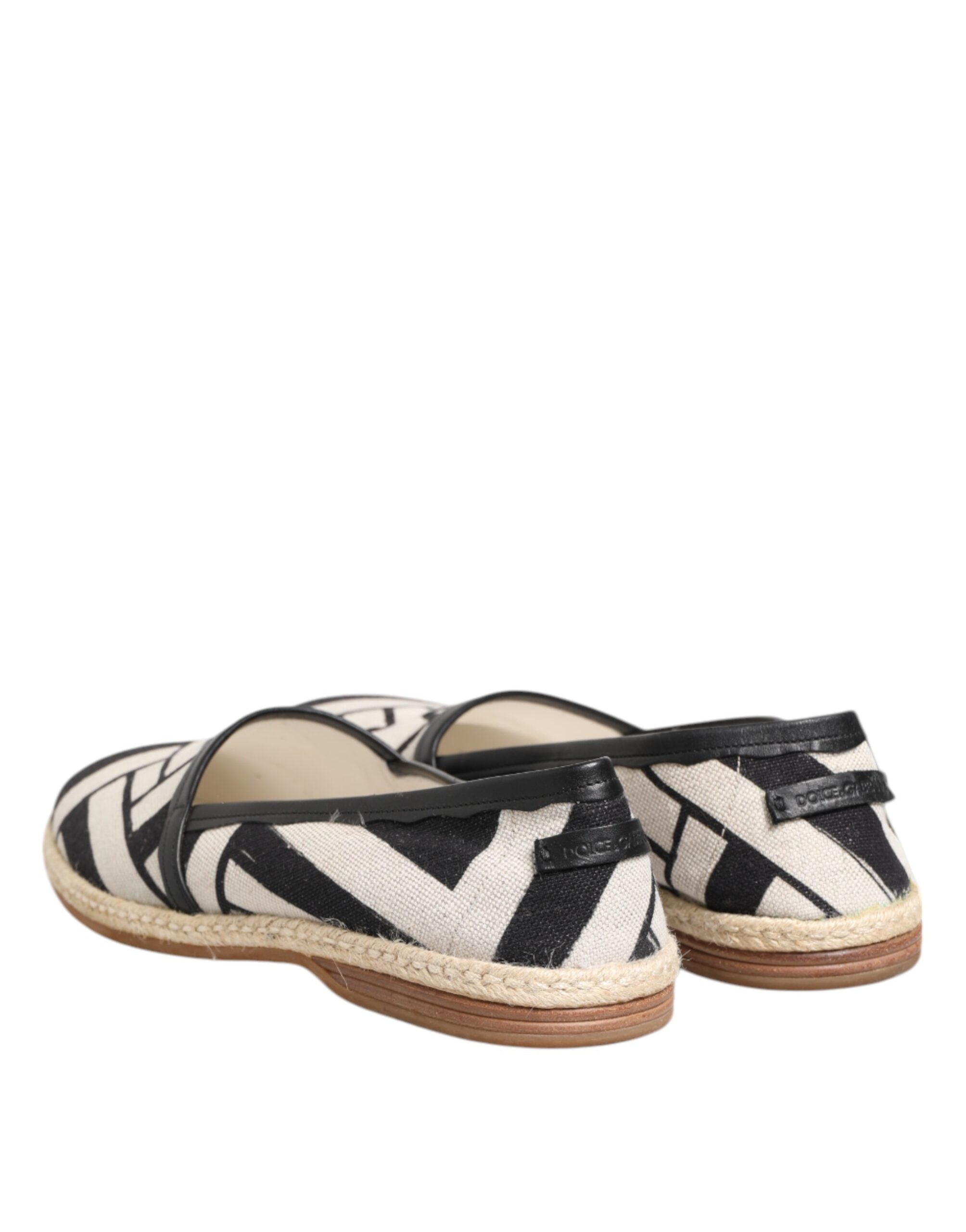 Dolce & Gabbana Black White Stripes Flat Espadrille Men's Shoes (Pre-Owned)