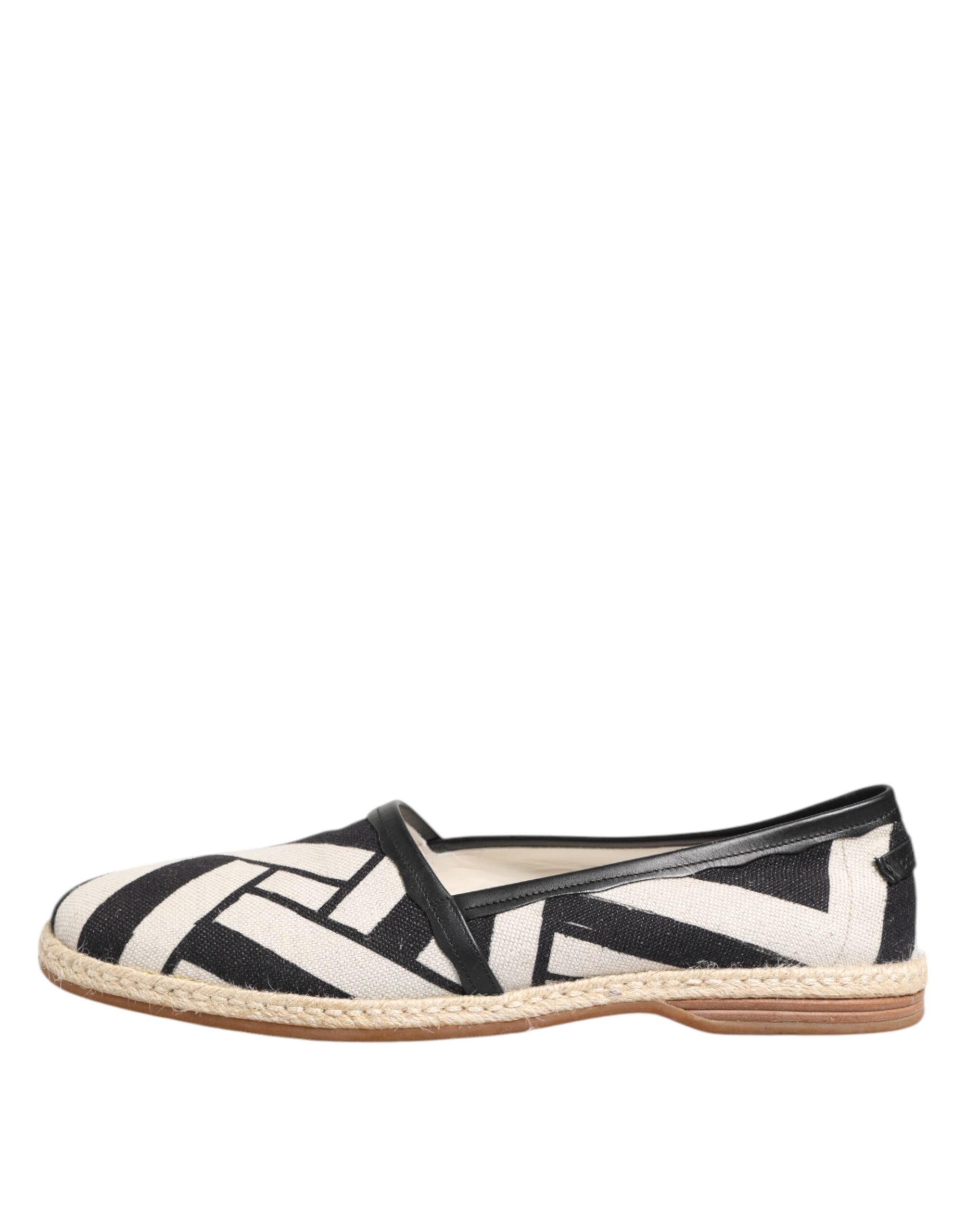 Dolce & Gabbana Black White Stripes Flat Espadrille Men's Shoes (Pre-Owned)